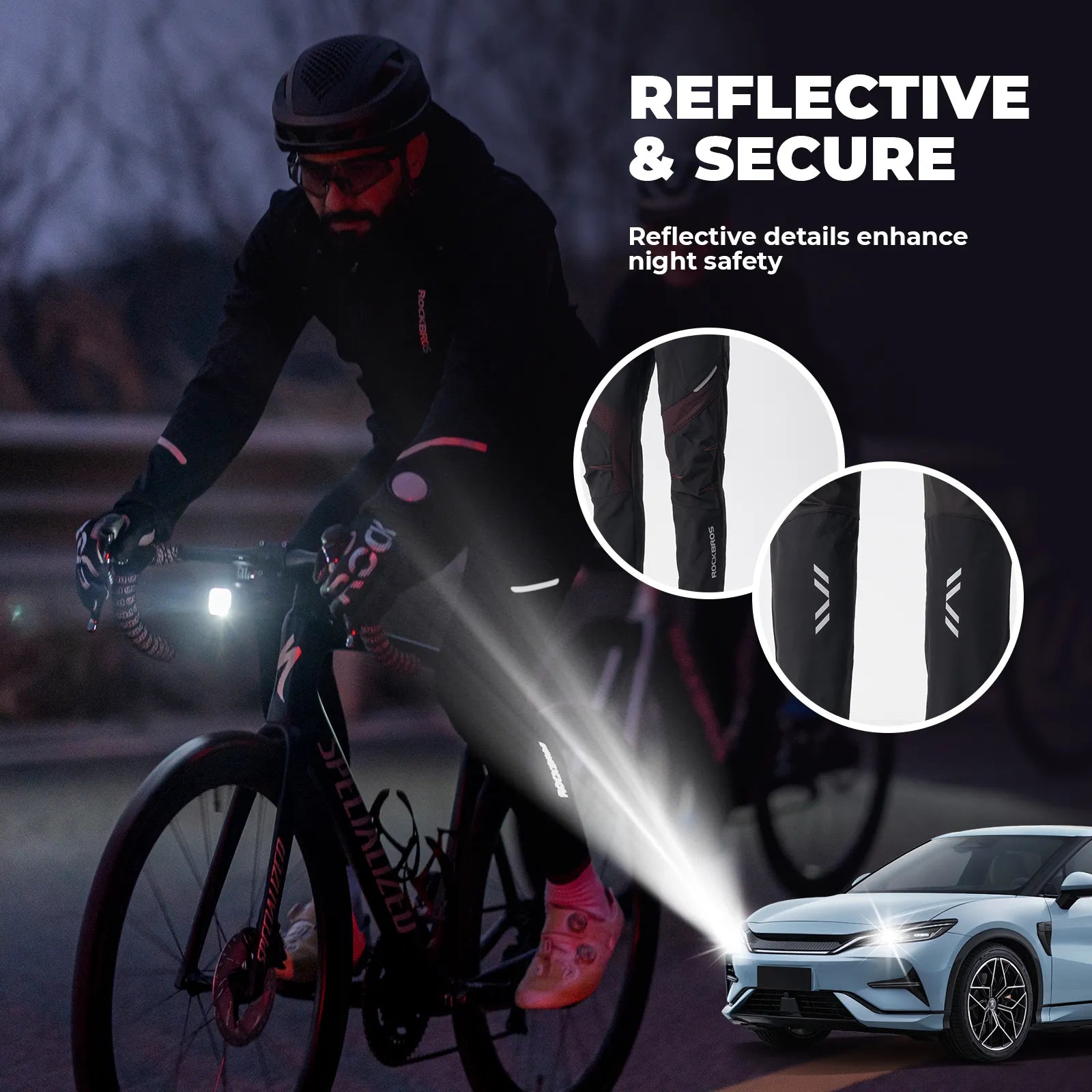 ROCKBROS thermal fleece-lined cycling pants windproof winter riding