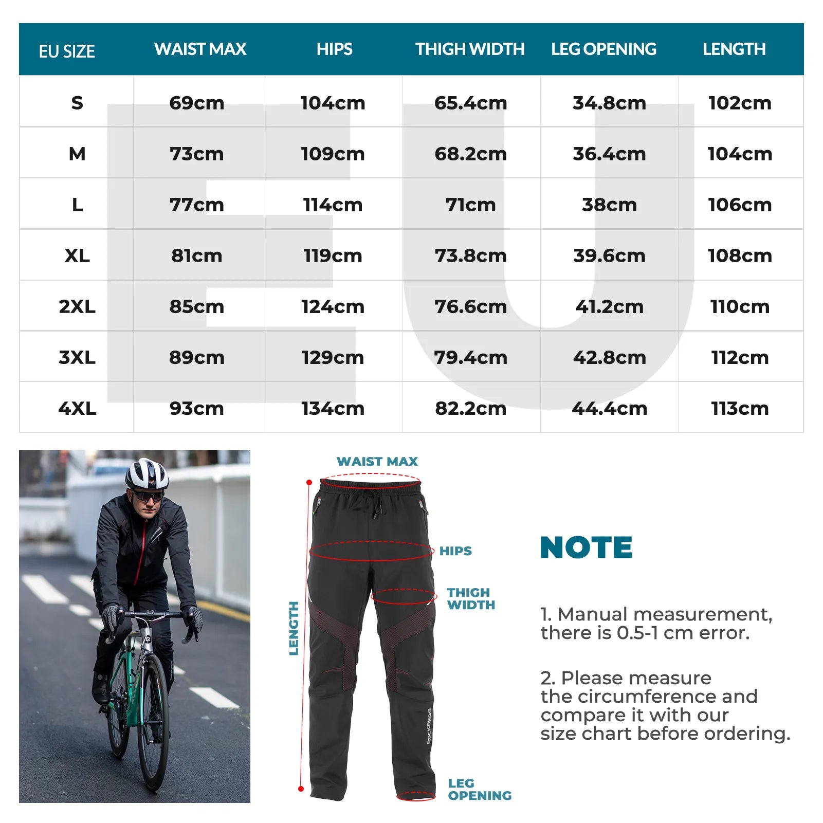 ROCKBROS thermal fleece-lined cycling pants windproof winter riding