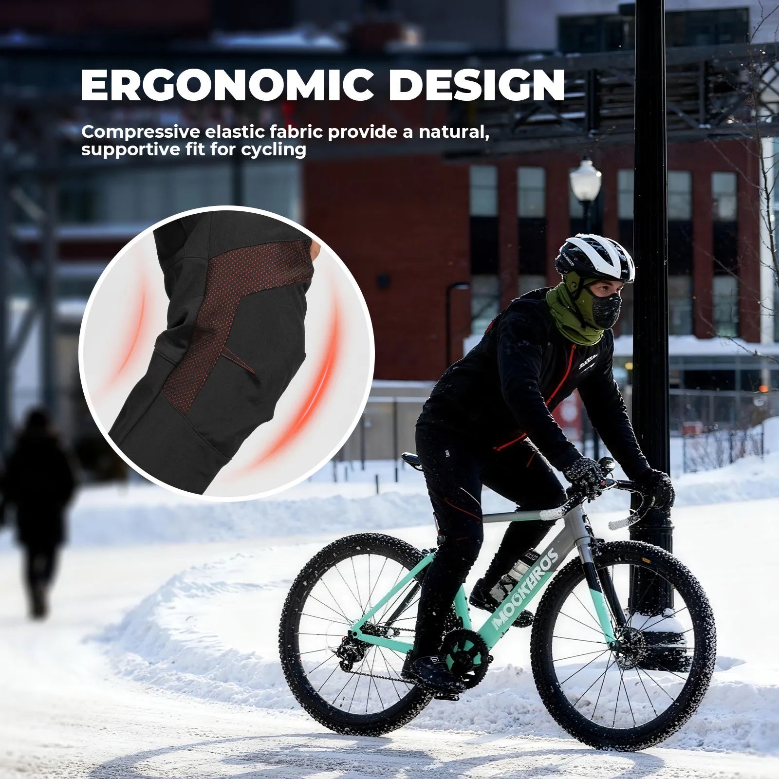 ROCKBROS thermal fleece-lined cycling pants windproof winter riding