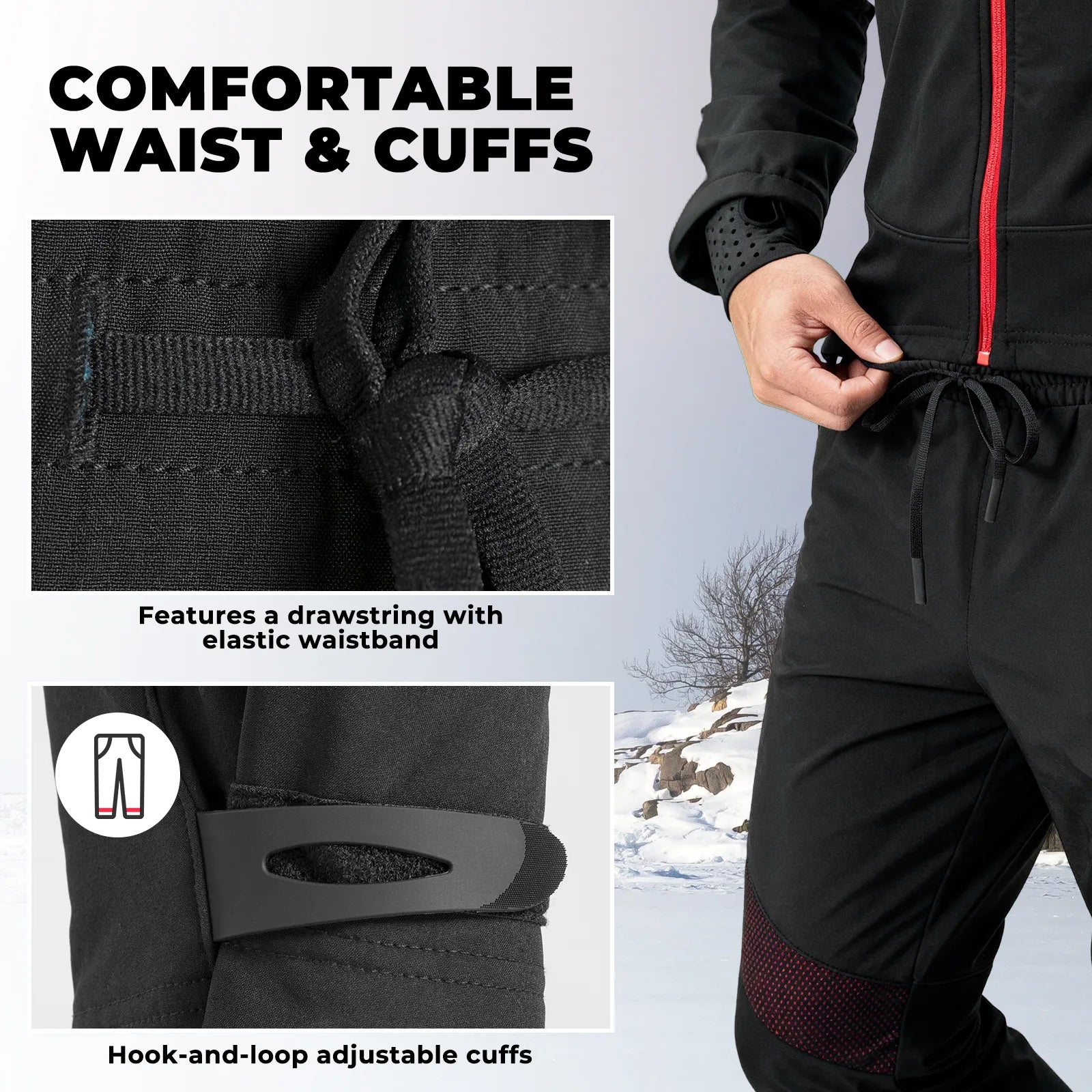 ROCKBROS thermal fleece-lined cycling pants windproof winter riding