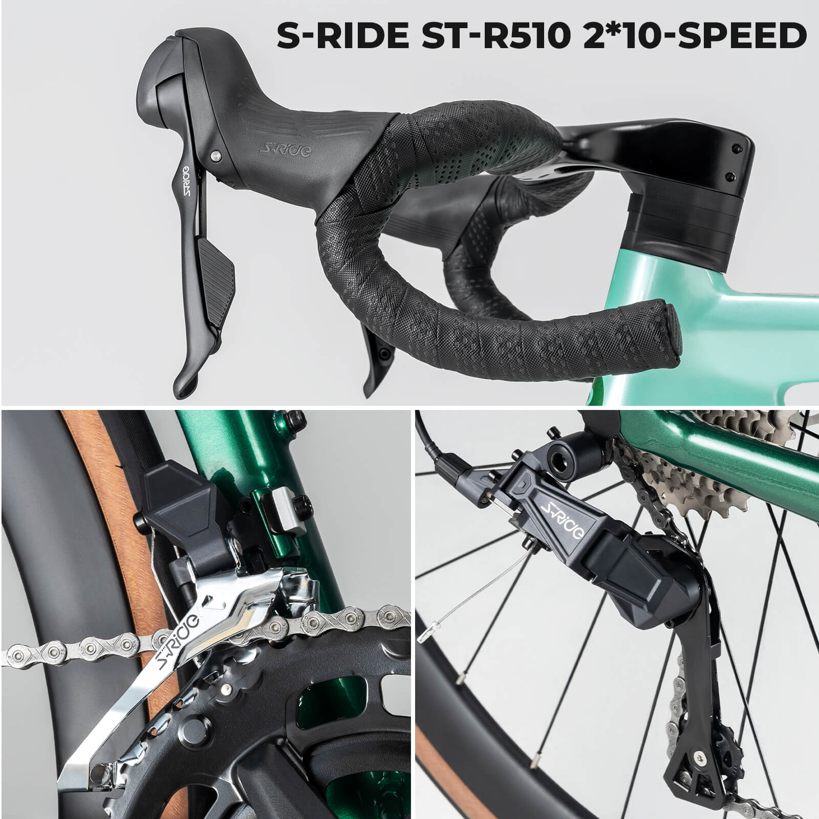 ROCKBROS FLR-W3 10 speed road bike green gradient for smooth riding