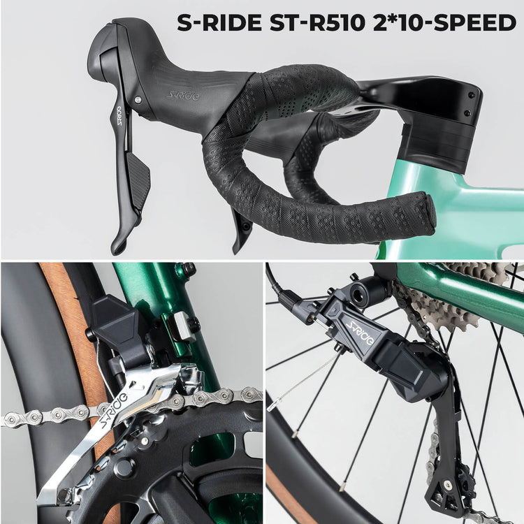 ROCKBROS FLR-W3 10 speed road bike green gradient for smooth riding