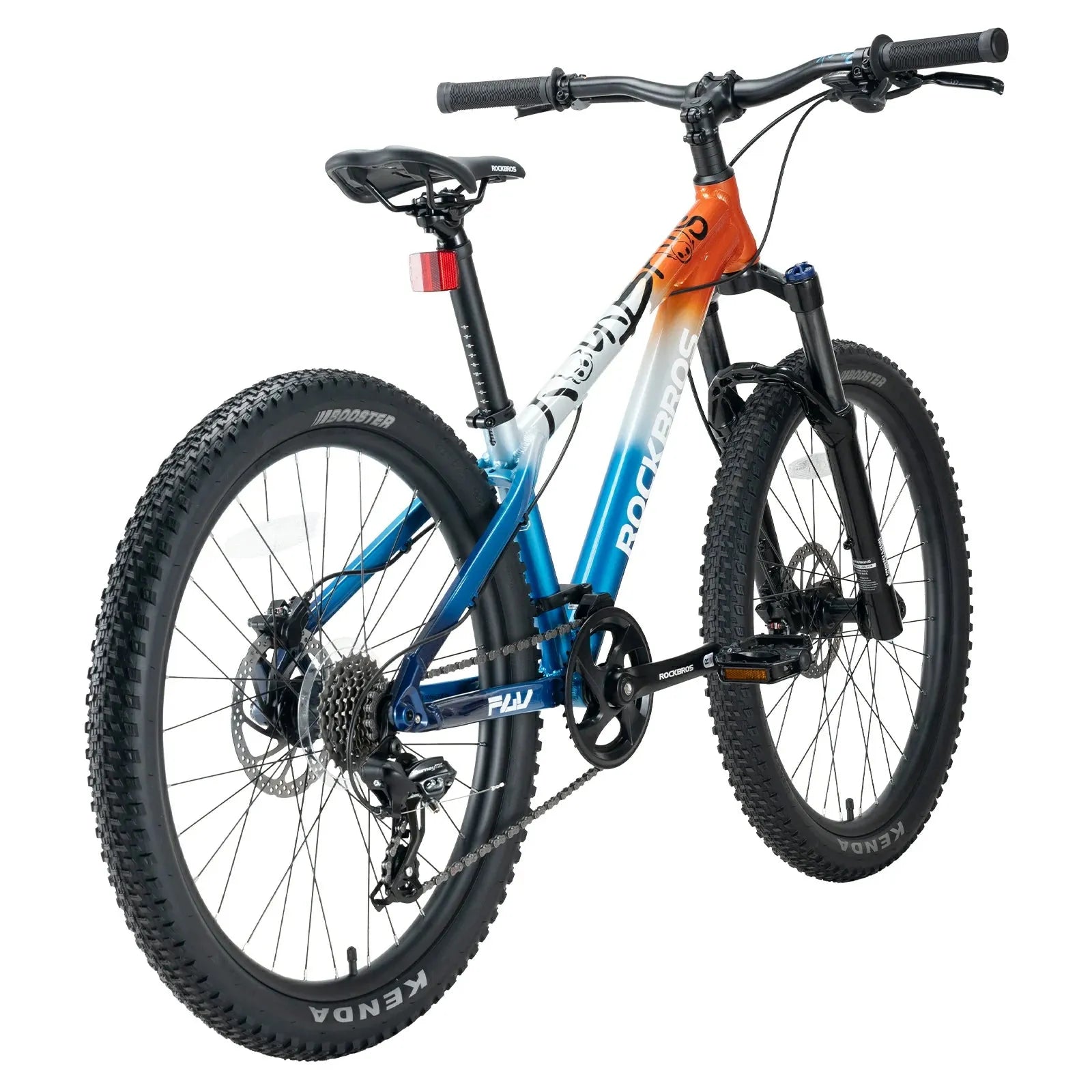 ROCKBROS FLY 24-inch youth mountain bike, equipped with Shimano 8-speed drivetrain.
#color_blue