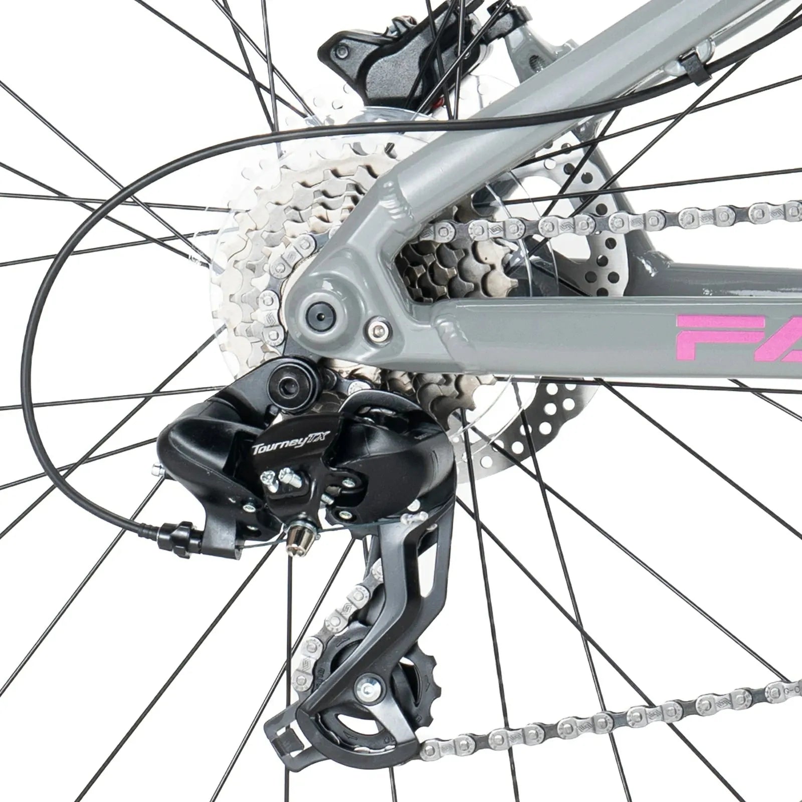 ROCKBROS FLY 24-inch youth mountain bike, equipped with Shimano 8-speed drivetrain.
#color_grey