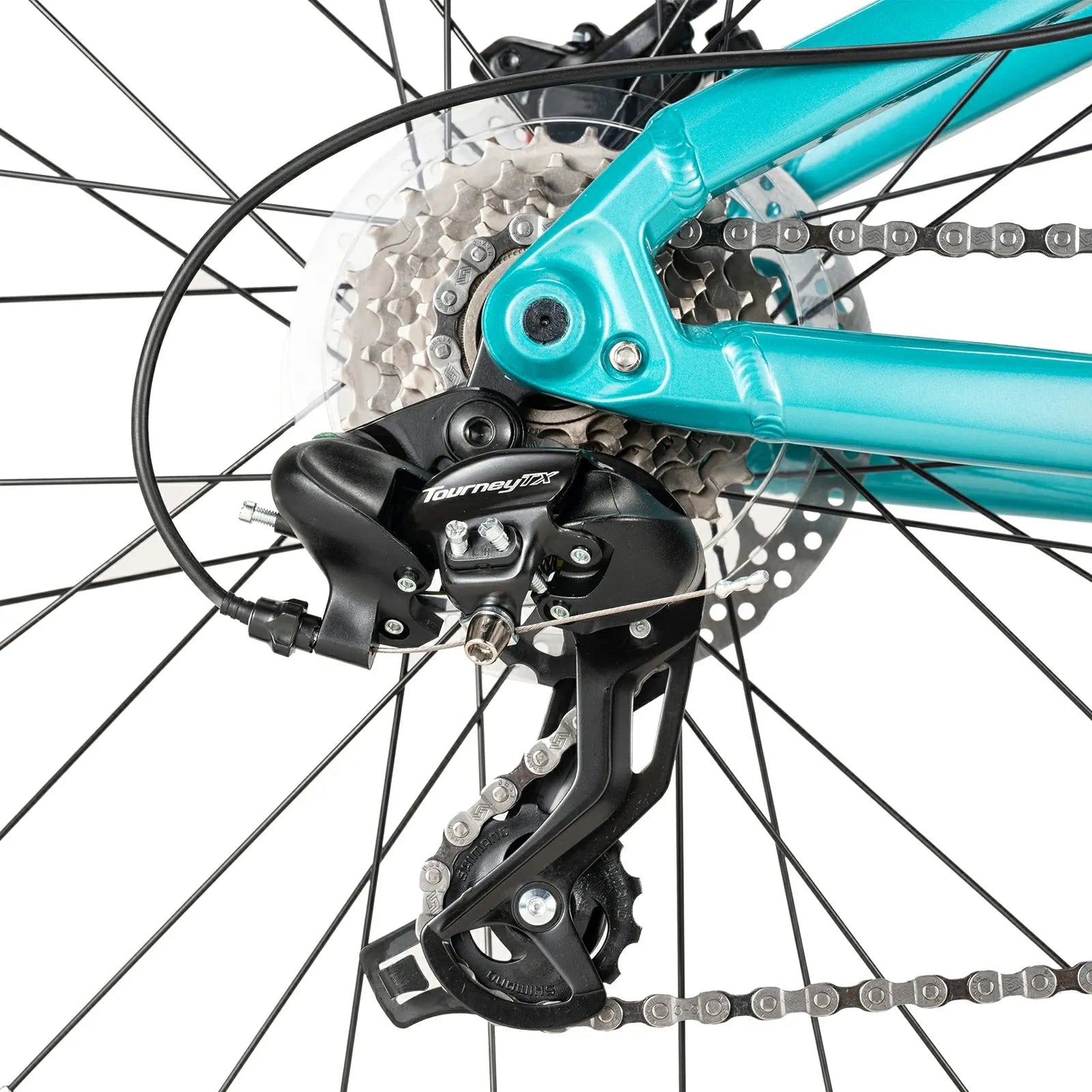 ROCKBROS FLY 24-inch youth mountain bike, equipped with Shimano 8-speed drivetrain.
#color_pink