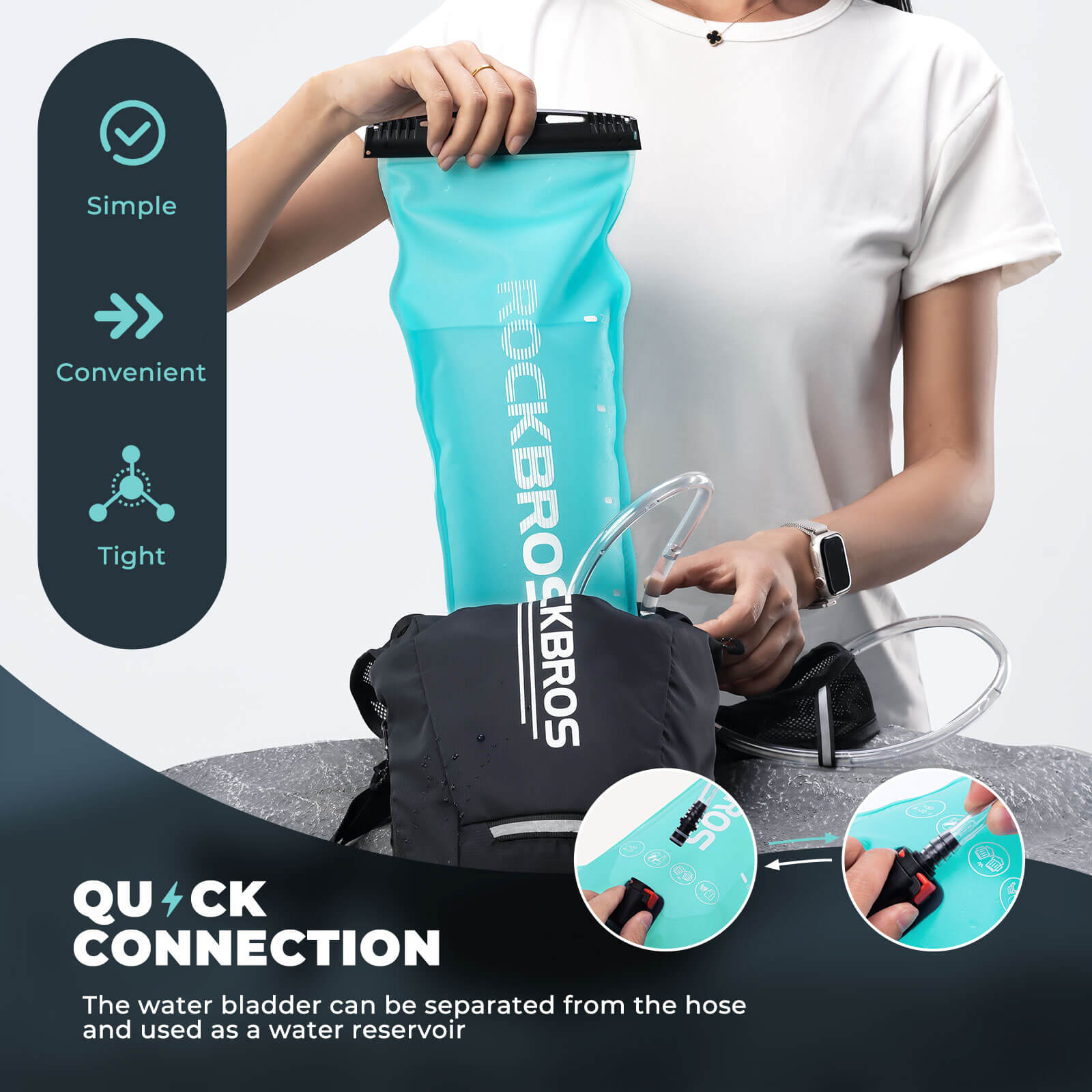 rockbros foldable hydration bladder for outdoor sports.