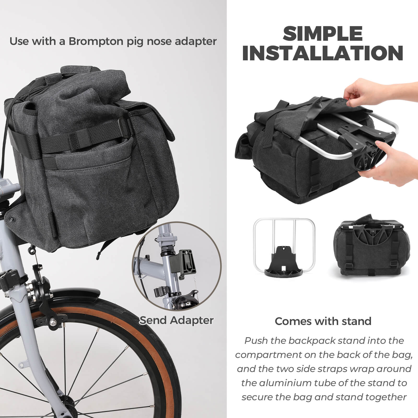 rockbros folding bike handlebar bag and backpack h46 convertible commuter storage solution 
#color_black