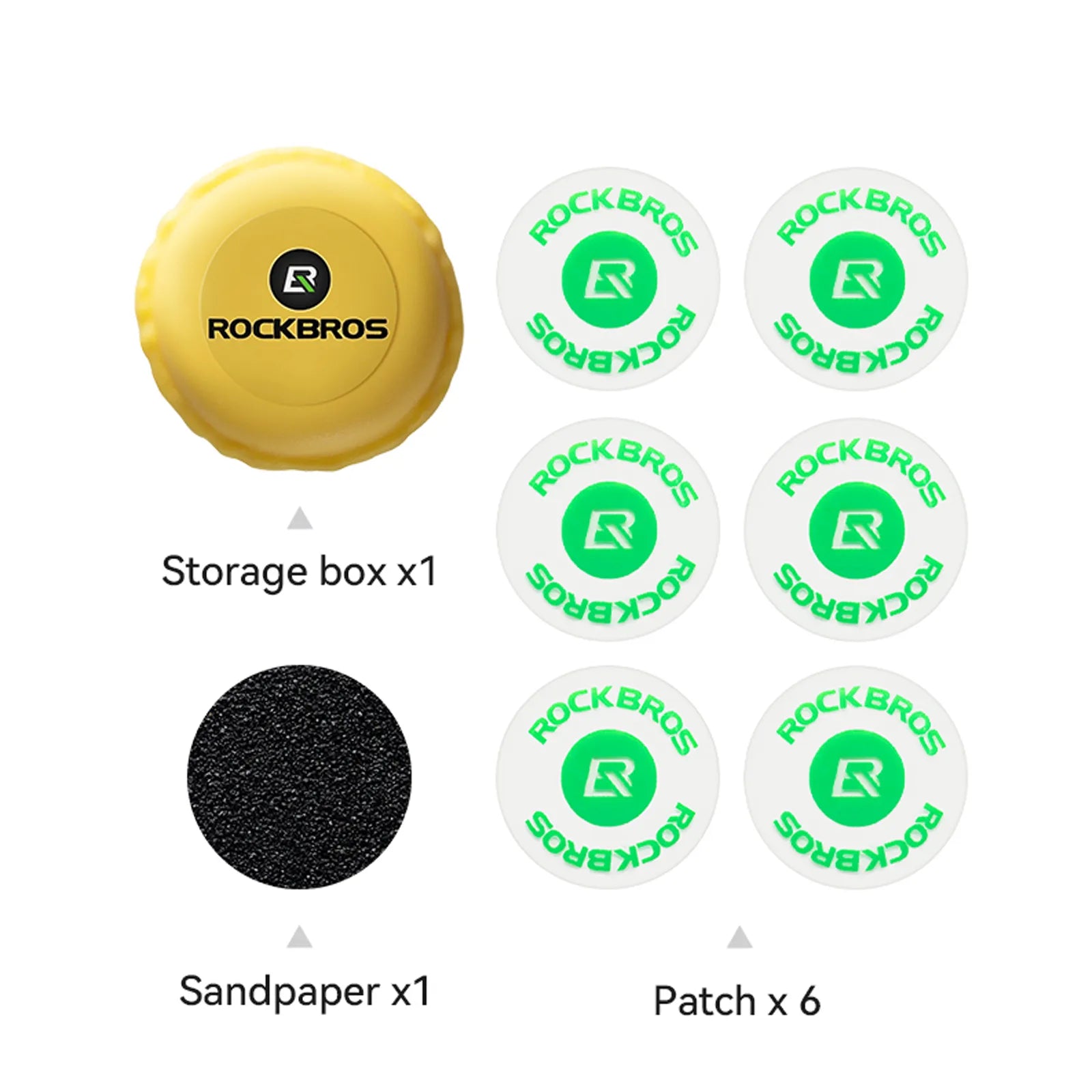 RockBros glueless bike puncture repair kit in aesthetic macaron colors with compact storage case.
#color_yellow