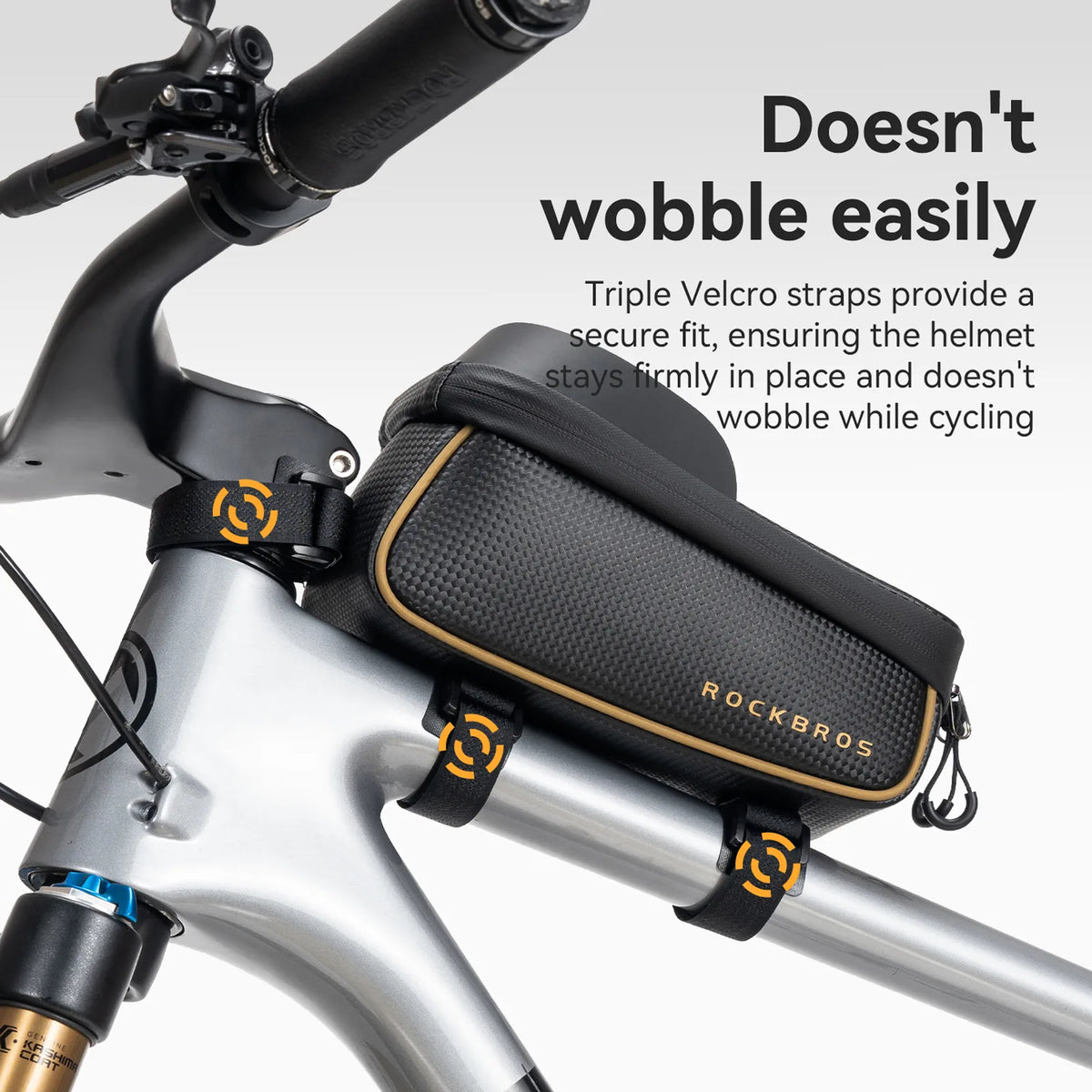 ROCKBROS 1.5L gold bike frame bag with phone storage