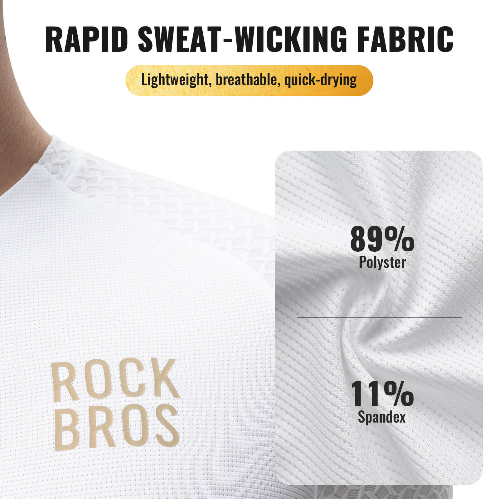 rockbros gold series short sleeve cycling jersey designed for summer rides, lightweight breathable bike jersey ideal for road cycling and training
#color_black