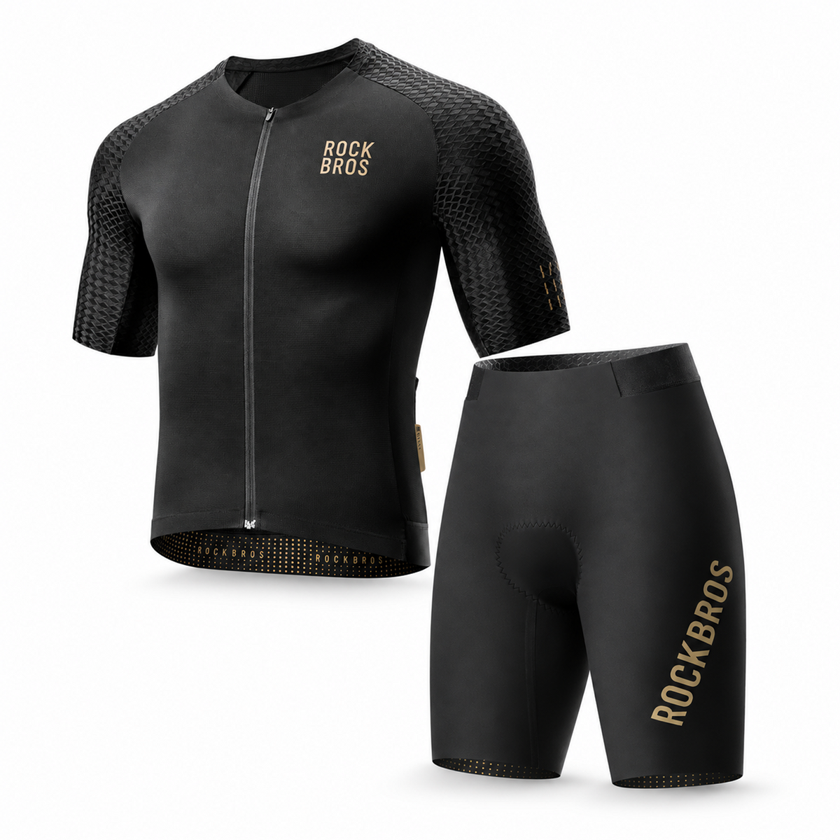 ROCKBROS Gold Series men's summer cycling jersey and shorts kit