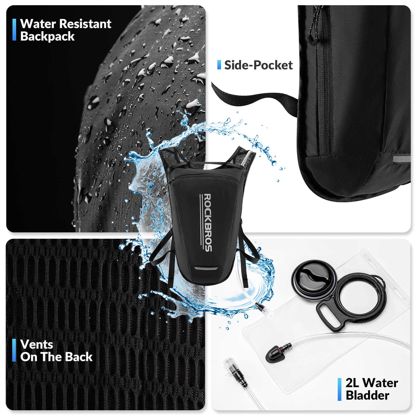 rockbros H2O hydration backpack for hiking and outdoor adventures.