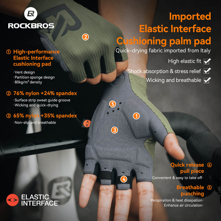 Comfortable gel-padded cycling gloves with elastic interface and non-slip design