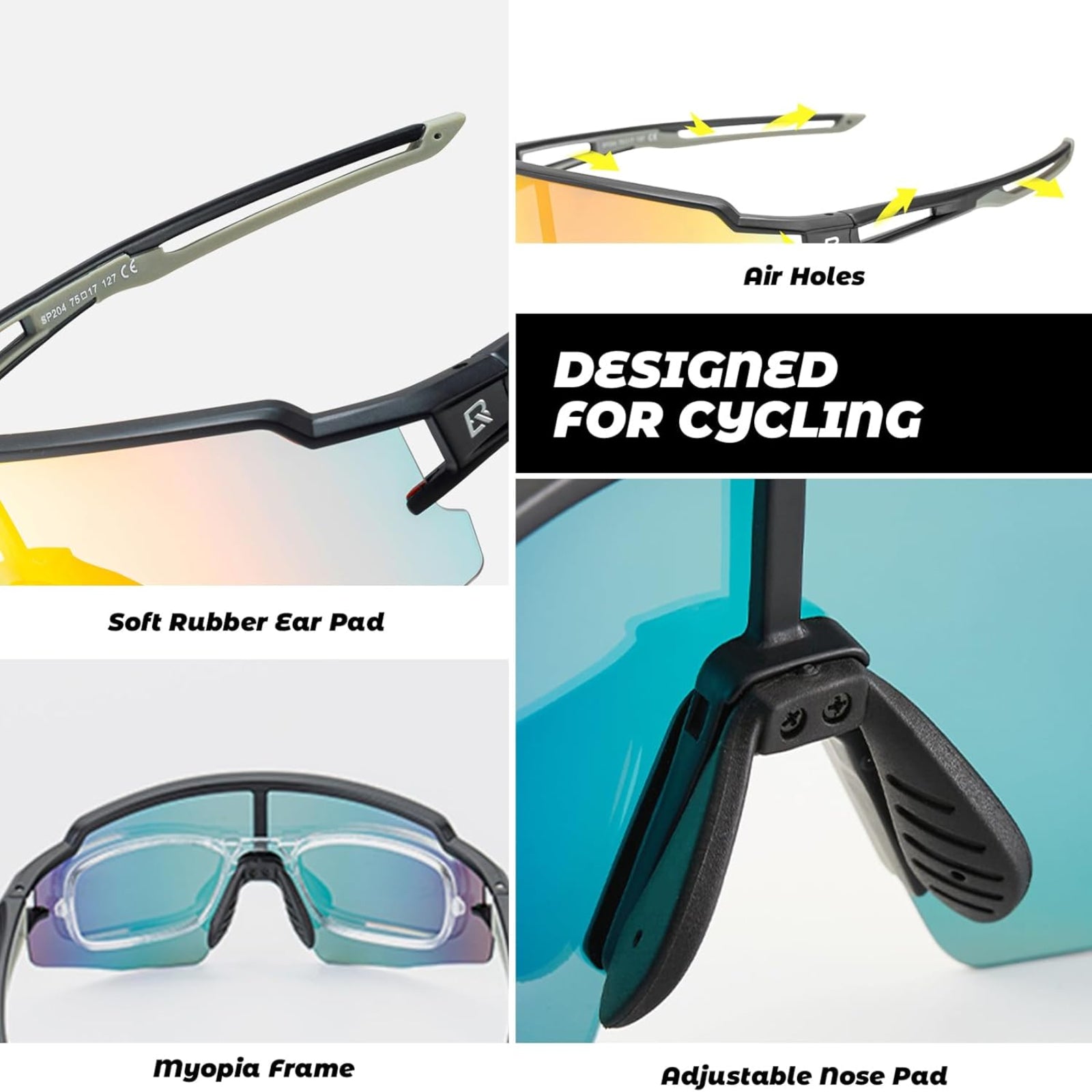 rockbros photochromic cycling glasses with uv protection#color_Black frame with photochromic red lens