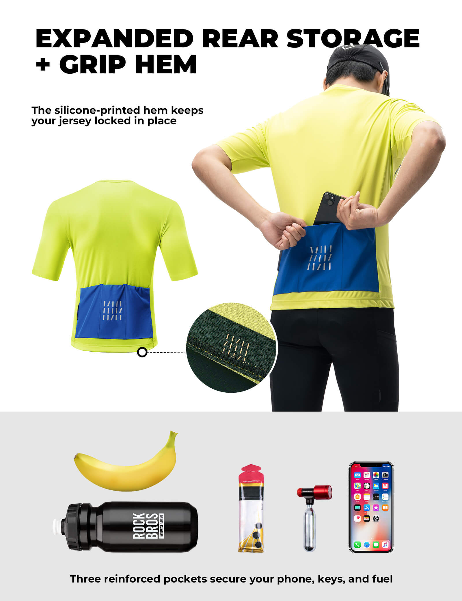 rockbros half-zip colorful cycling jersey for summer rides.
#color_bud green