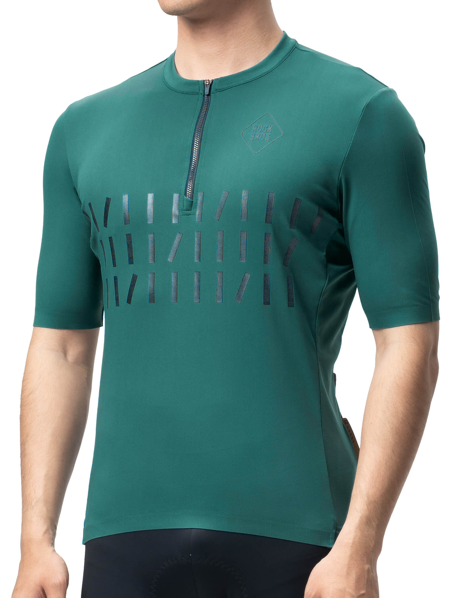 rockbros half-zip colorful cycling jersey for summer rides.
#color_deep green
