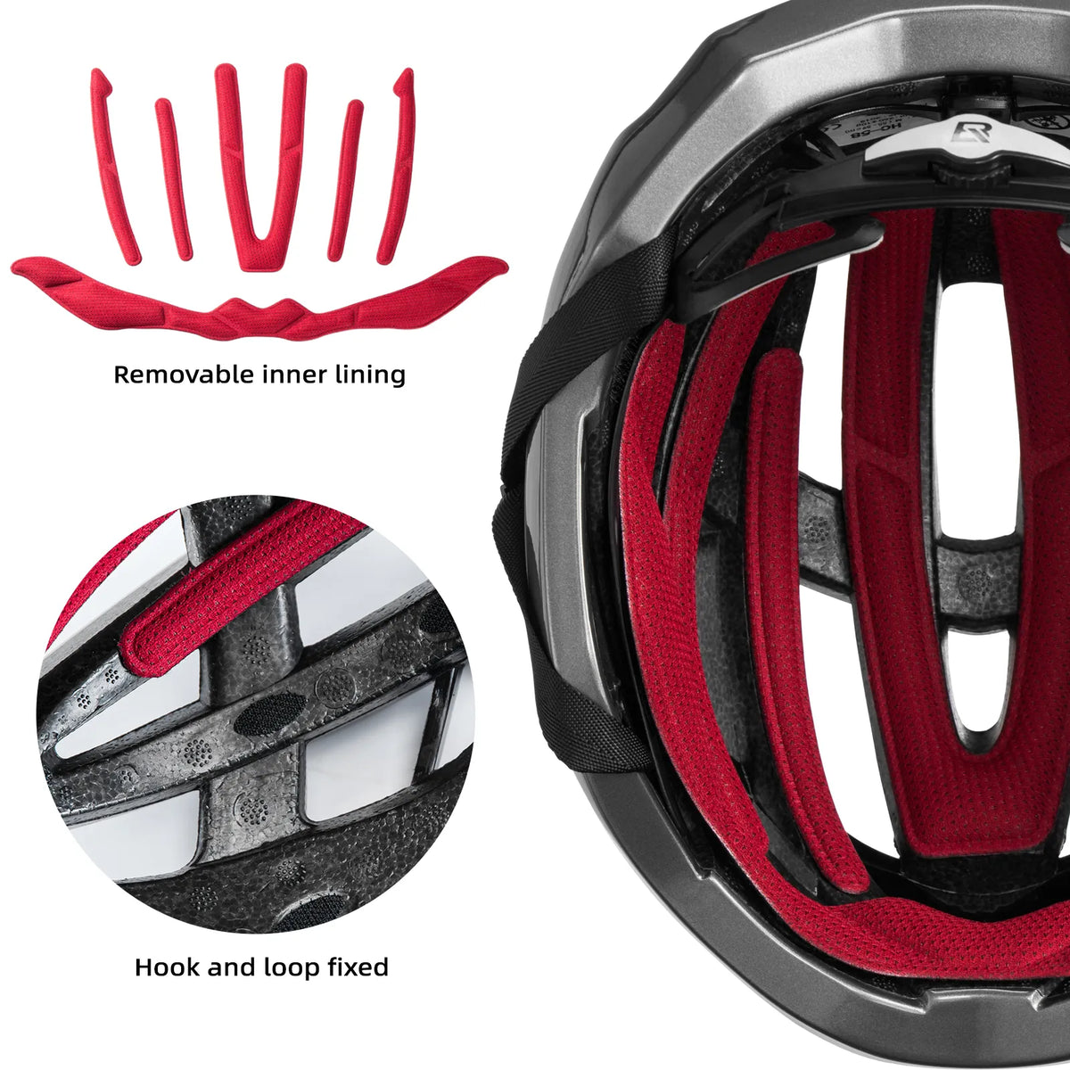 ROCKBROS HC-58 red cycling helmet for MTB and road riding.
#colour_black