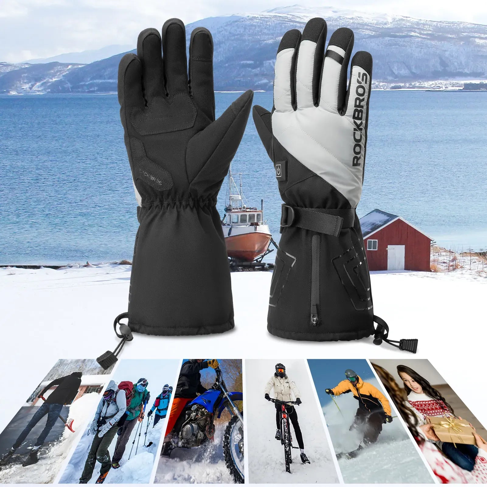 ROCKBROS Rechargeable Heated Gloves for Winter Commuting and Motorcycling.