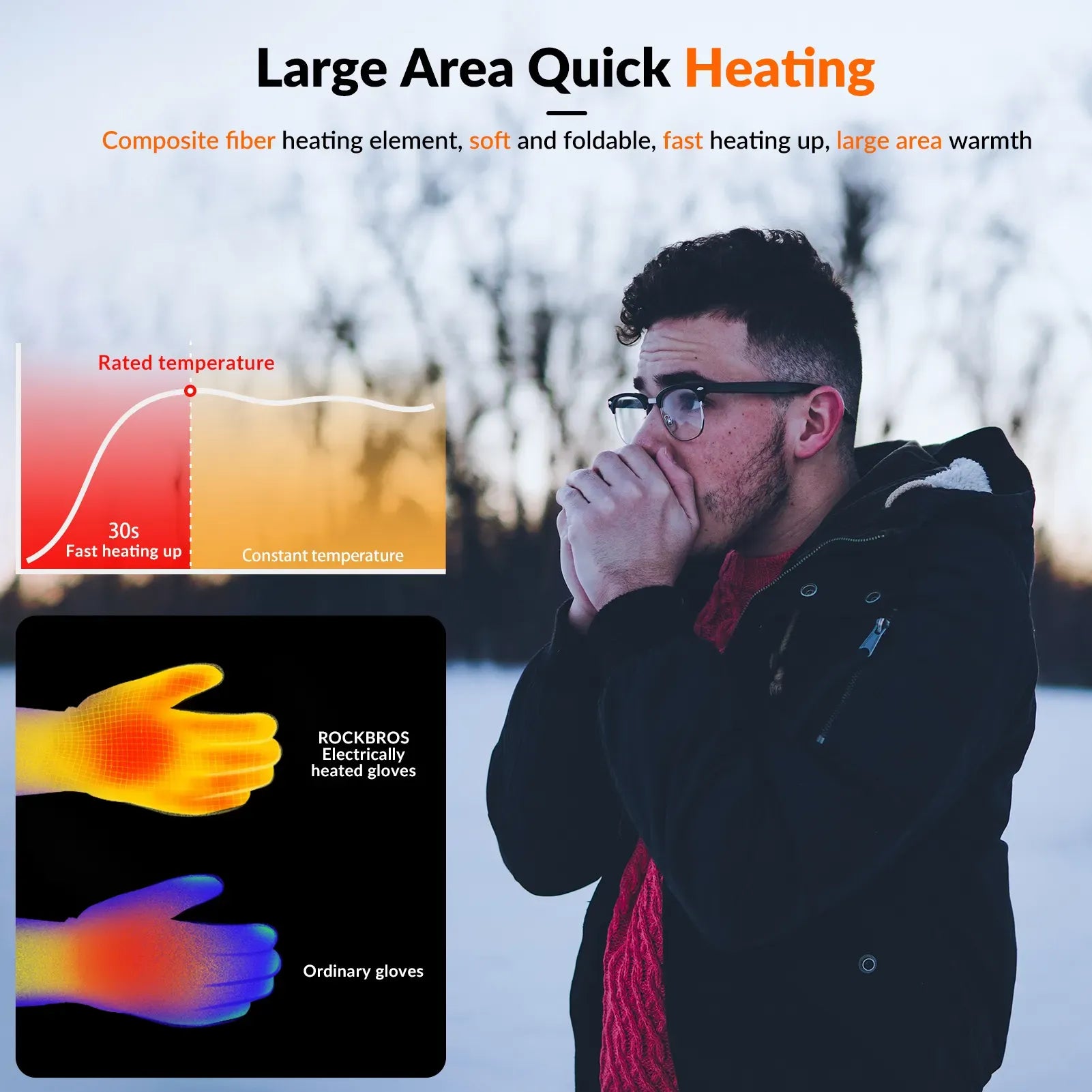 ROCKBROS Rechargeable Heated Gloves for Winter Commuting and Motorcycling.