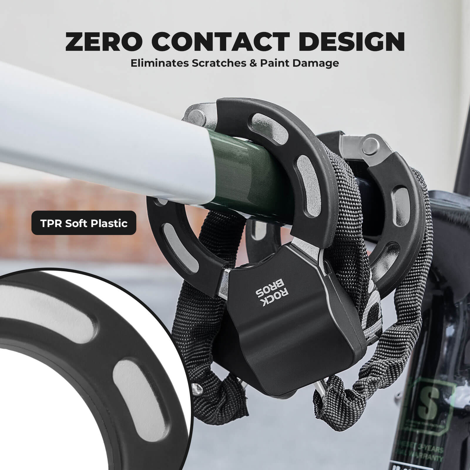 ROCKBROS Heavy Duty Bike Chain Lock - Anti-Theft Bicycle and Electric Scooter Lock with 2 Keys, 3.2ft Wear-Resistant Steel Chain.