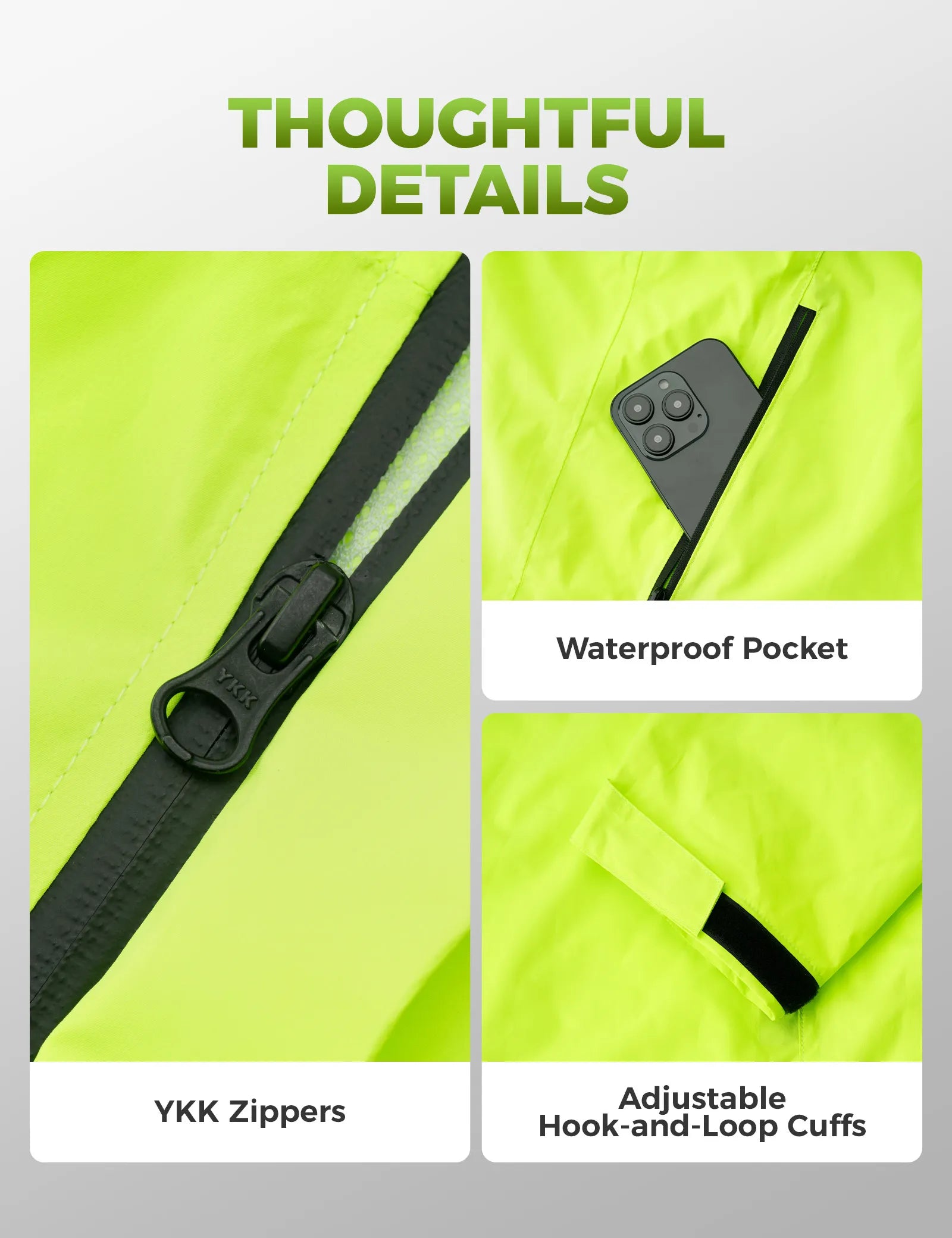 Rockbros Fully Sealed Rainproof Cycling Jacket in Hi-Vis Yellow - Professional Waterproof Rain Gear for Cyclists.