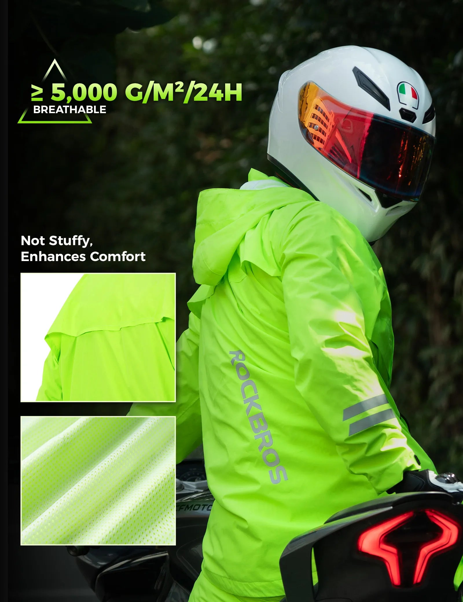 Rockbros Fully Sealed Rainproof Cycling Jacket in Hi-Vis Yellow - Professional Waterproof Rain Gear for Cyclists.