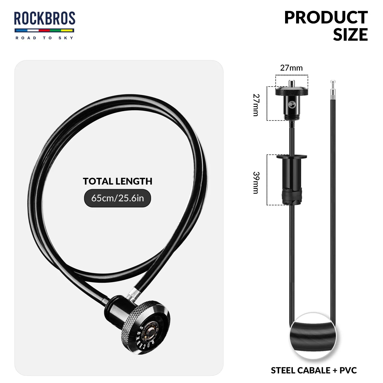 ROCKBROS hidden bar end bike cable lock fully concealed inside a bicycle handlebar grip.