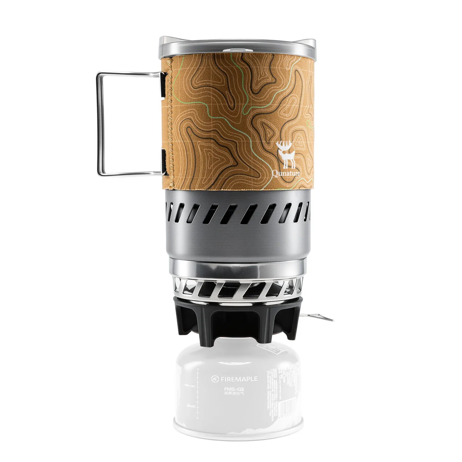 Qunature Portable High-Efficiency Camping Stove System with Integrated Pot for Hiking.
#color_khaki