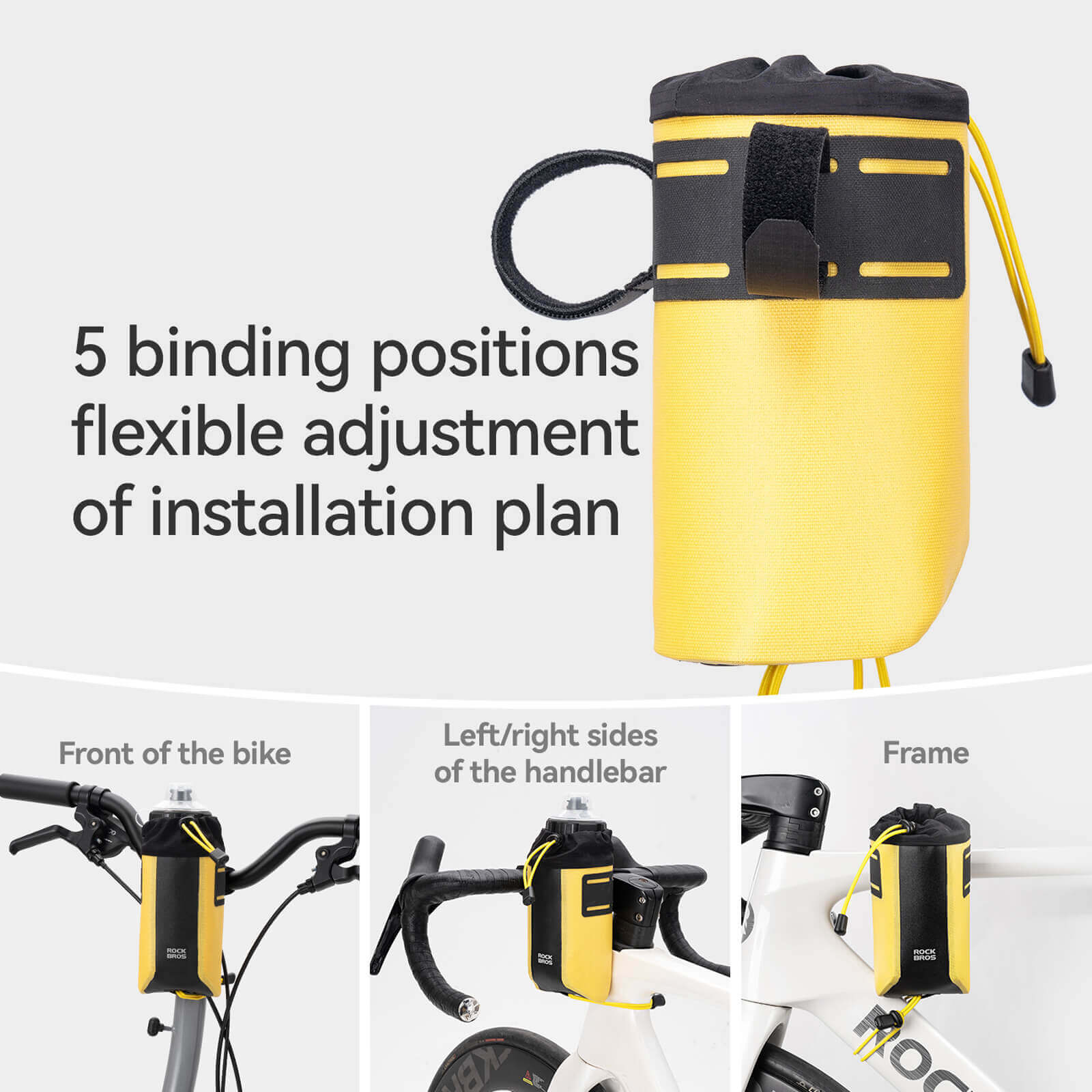 ROCKBROS 1L High-Visibility Waterproof Bike Bottle Bag with Drawstring Closure