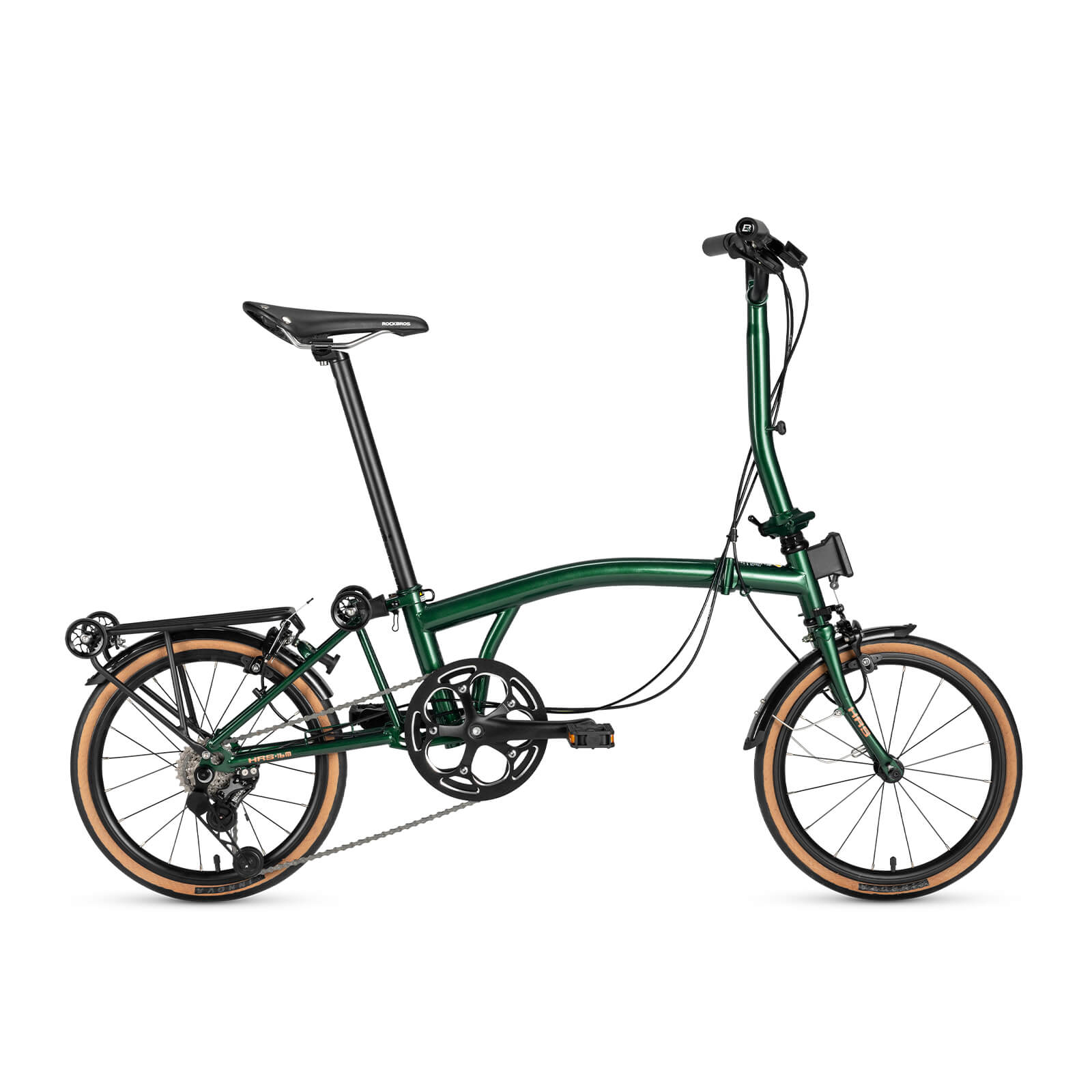 ROCKBROS 16 inch folding bicycle for urban commuting.
#color_black green