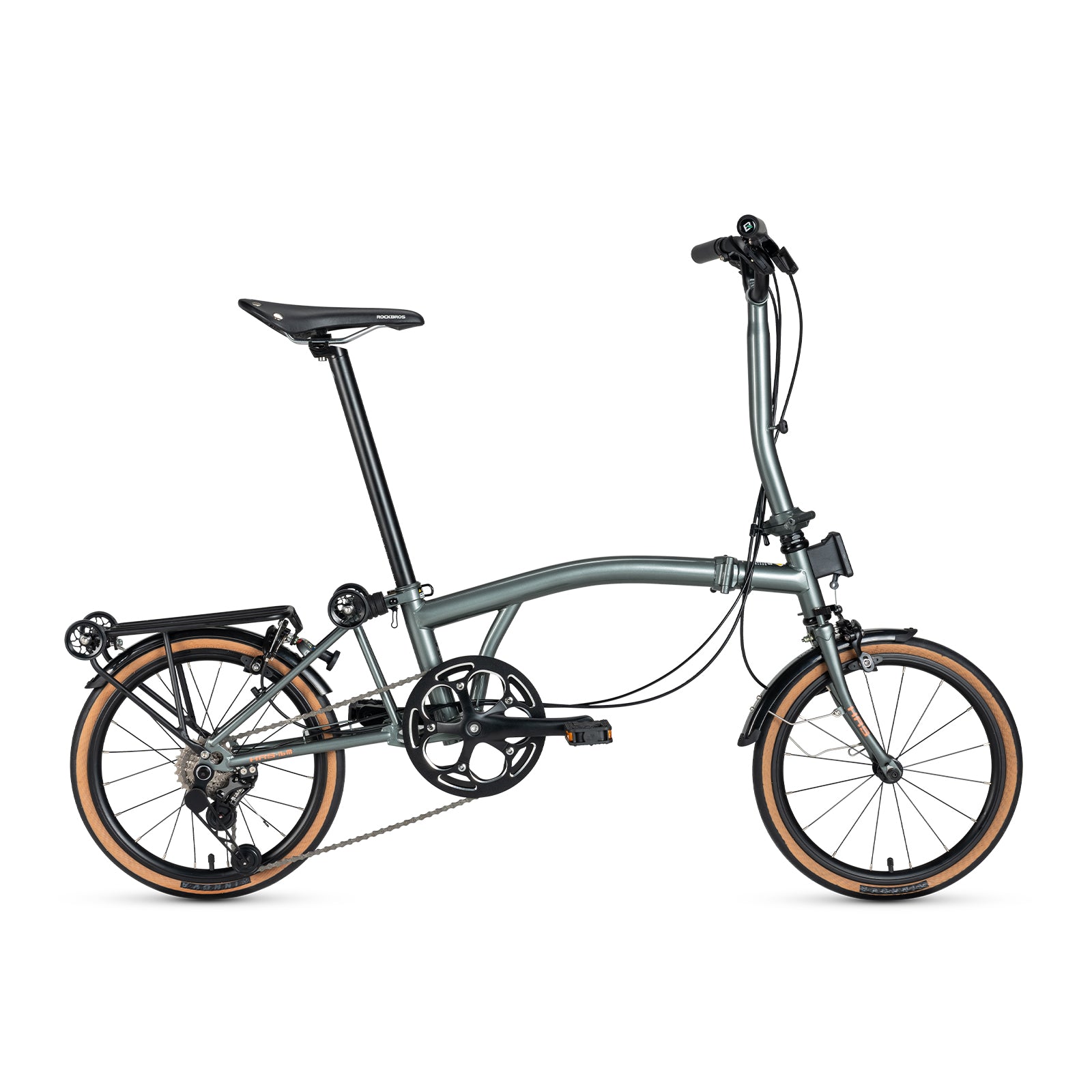 ROCKBROS 16 inch folding bicycle for urban commuting.
#color_ice cloud grey