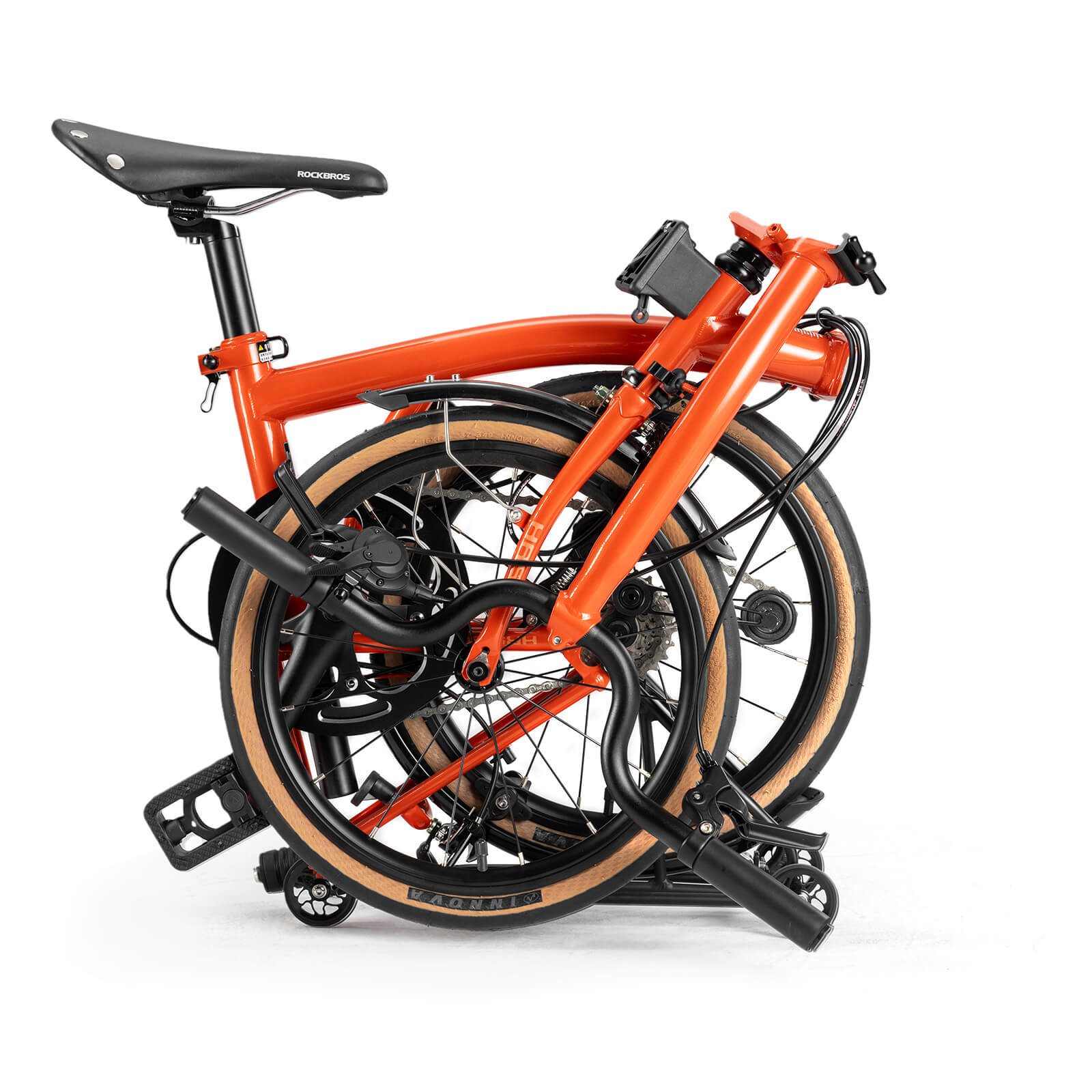 ROCKBROS 16 inch folding bicycle for urban commuting.
#color_orange