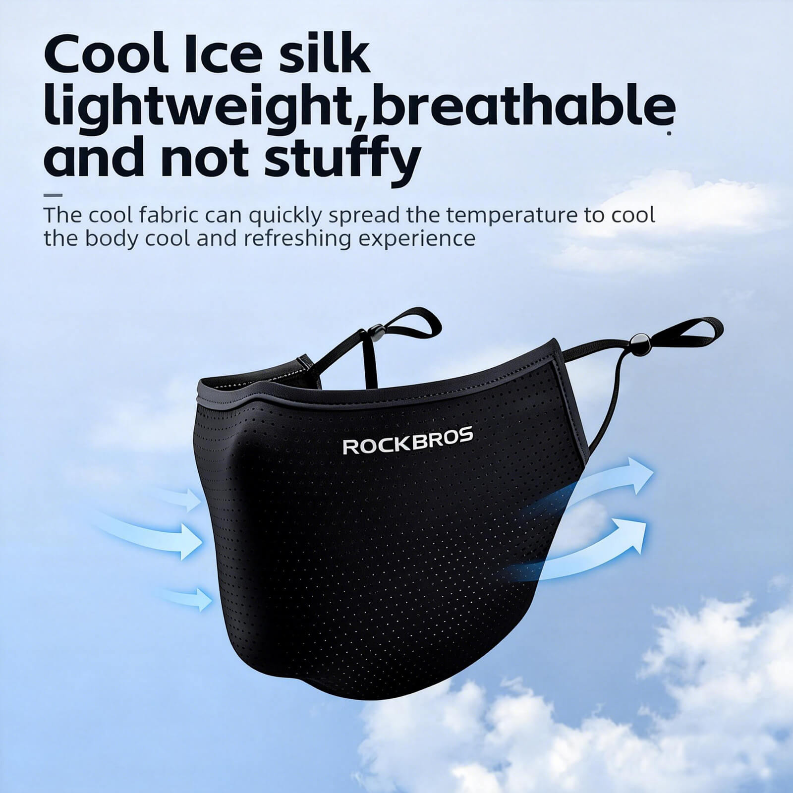 rockbros ice silk cooling face mask for sun protection cycling.