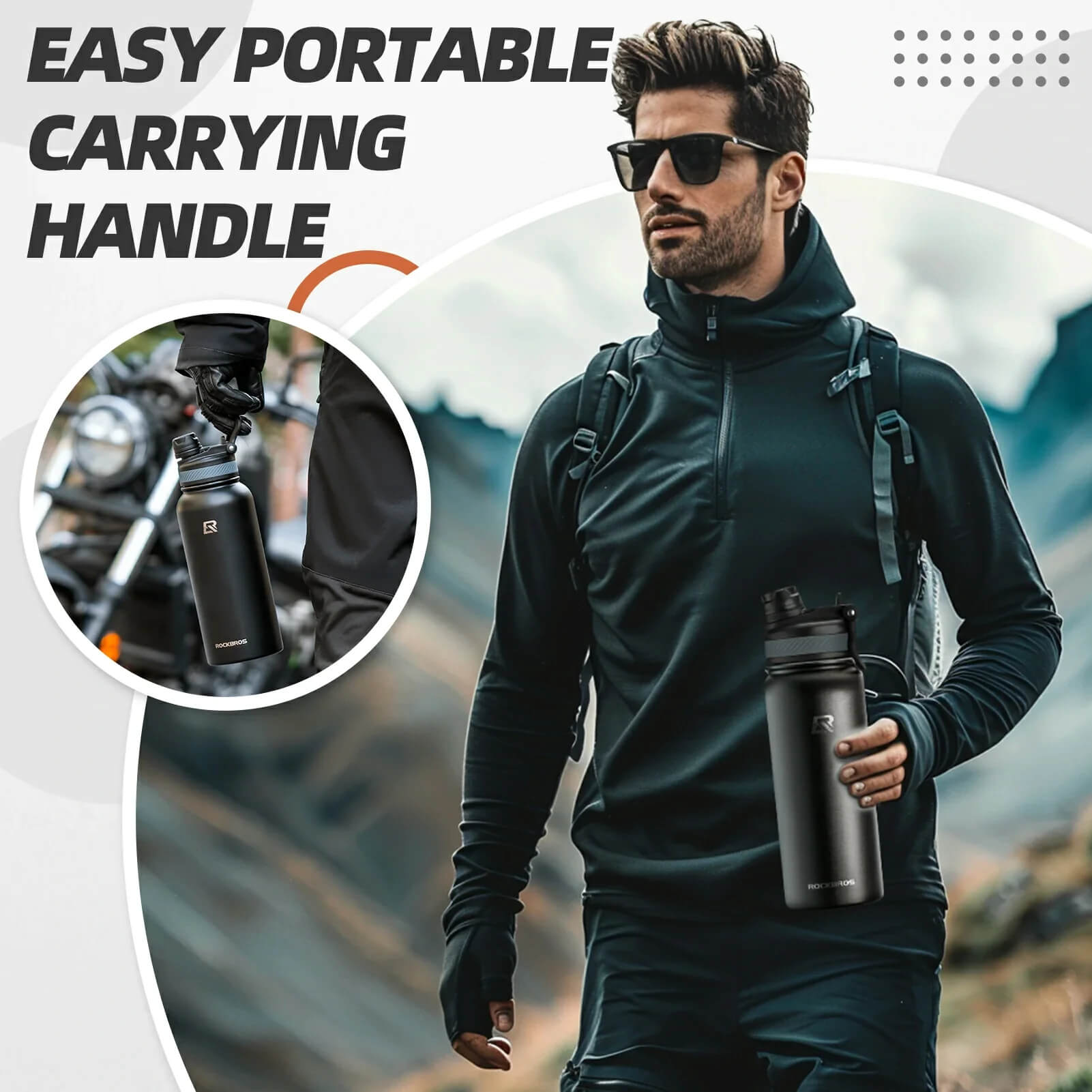 rockbros insulated cycling water bottle stainless steel bpa free.
#options_Black 650ml