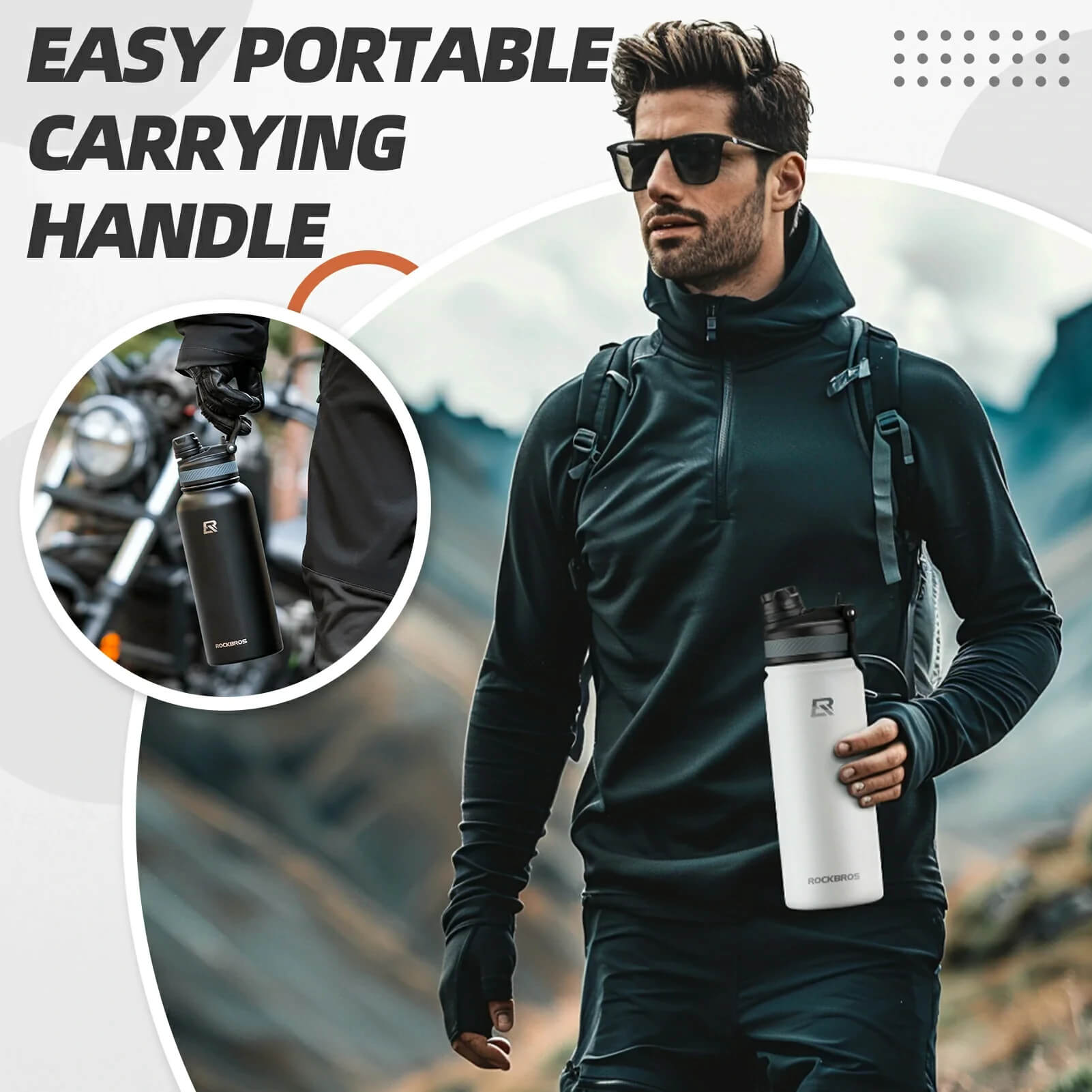 rockbros insulated cycling water bottle stainless steel bpa free.
#options_White 650ml
