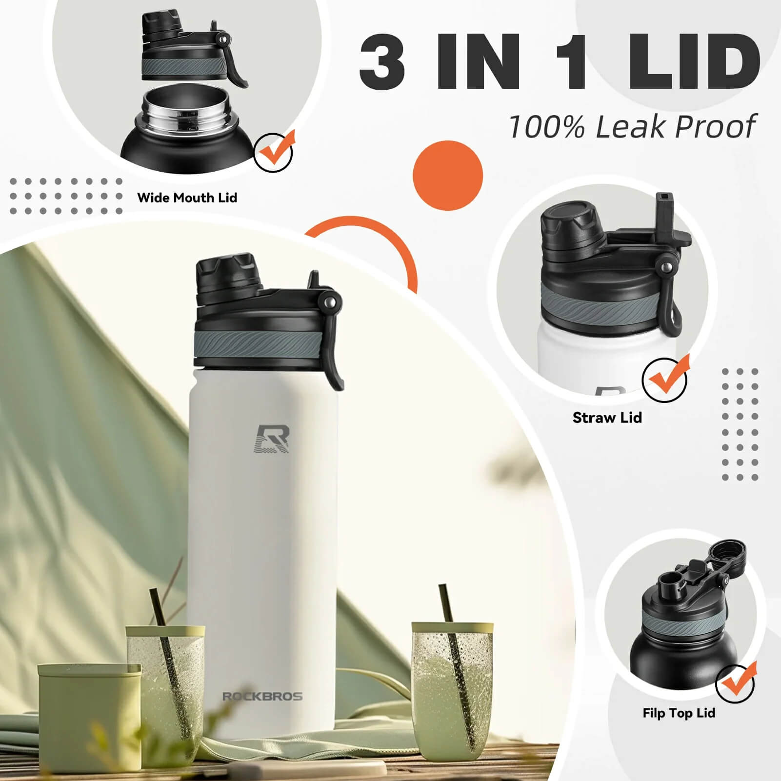 rockbros insulated cycling water bottle stainless steel bpa free.
#options_White 650ml