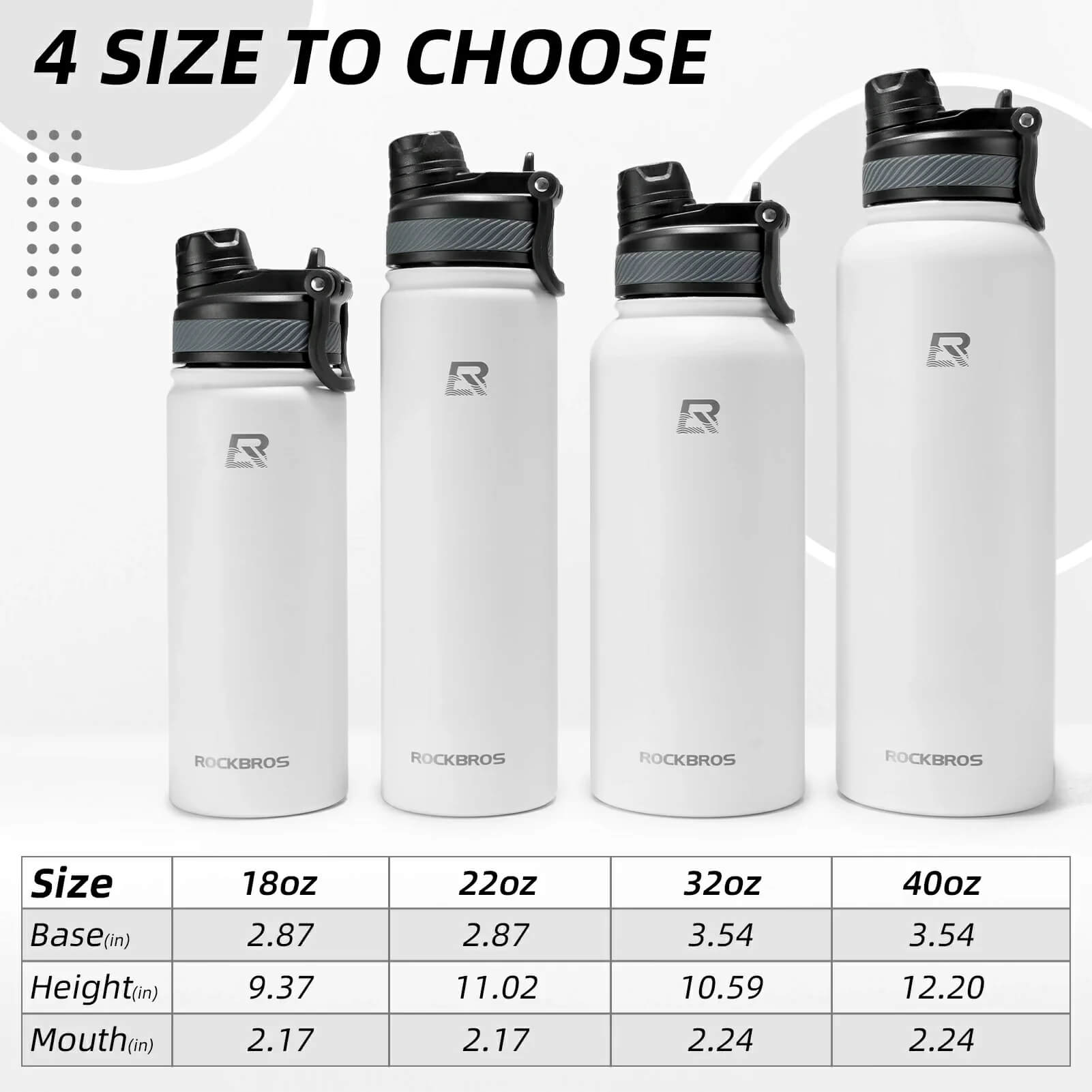 rockbros insulated cycling water bottle stainless steel bpa free.
#options_White 650ml