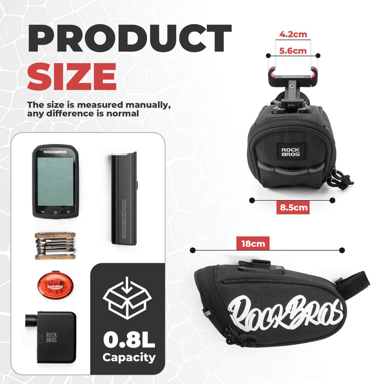 rockbros portable flash series bike saddle bag for cycling trips
#color_red