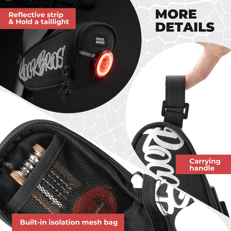 rockbros portable flash series bike saddle bag for cycling trips
#color_red