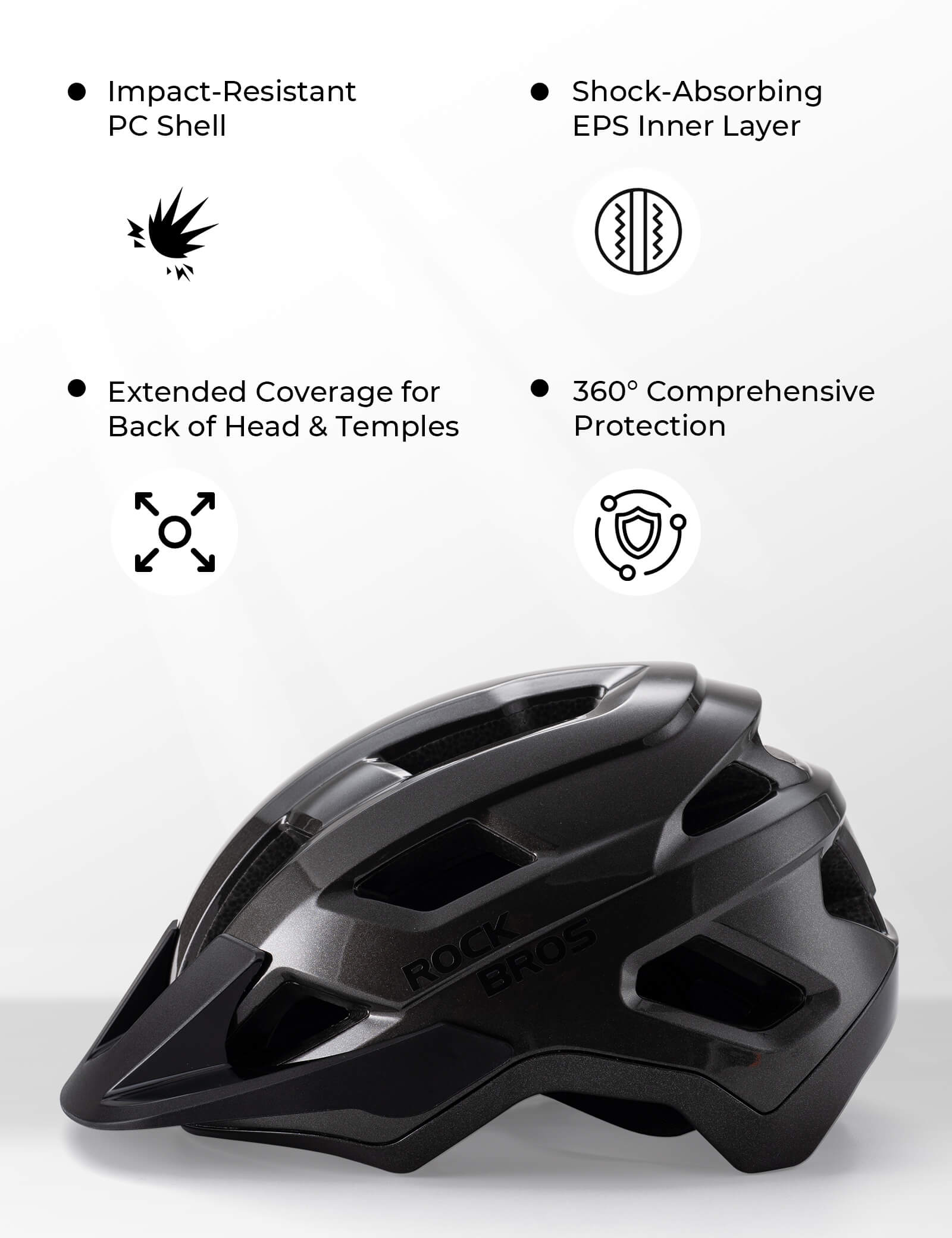 rockbros kickstart teen bike helmet all round protection for cycling skating and scooter.
#color_titanium