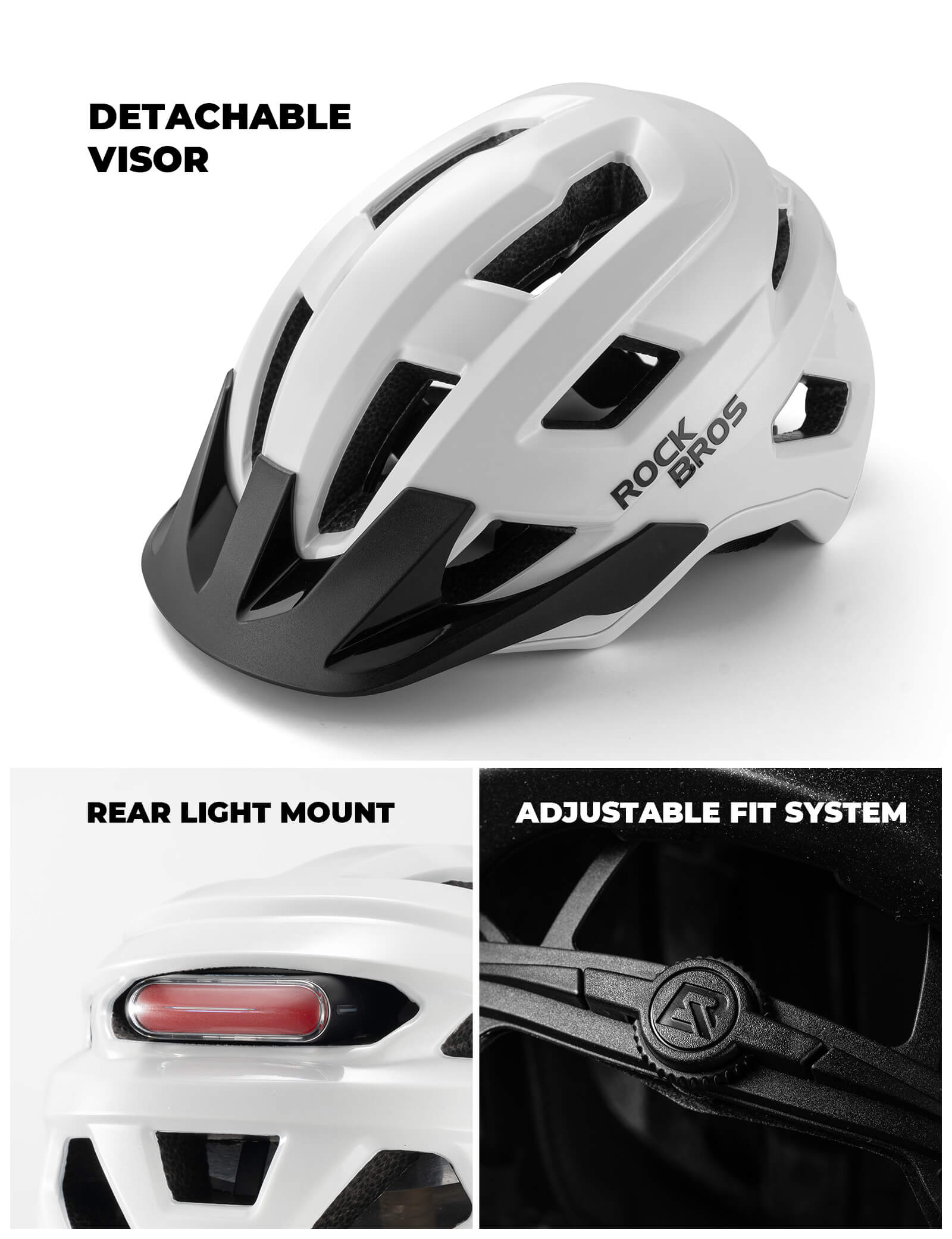 rockbros kickstart teen bike helmet all round protection for cycling skating and scooter.
#color_white