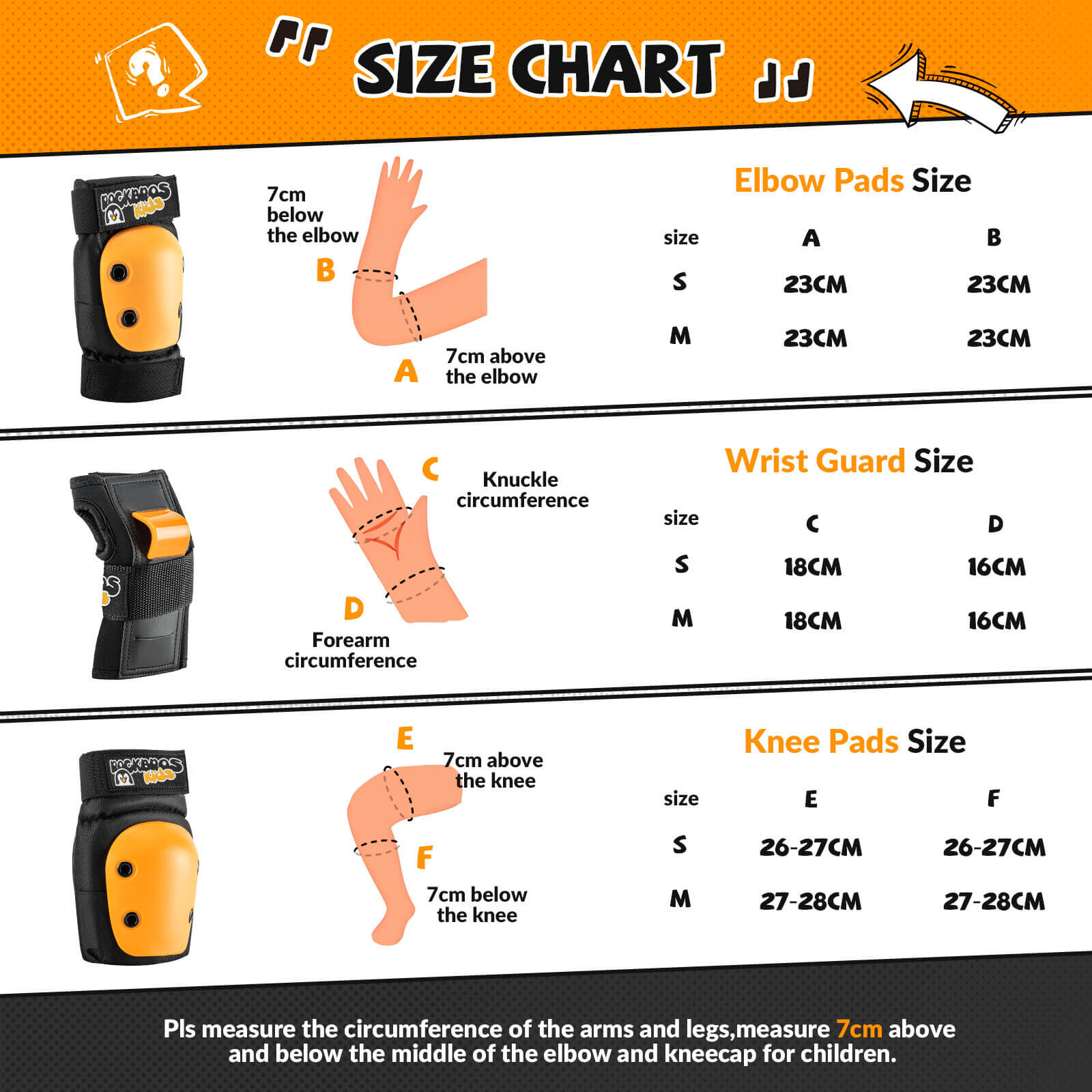 ROCKBROS kids protective pads set for skateboarding and riding.
