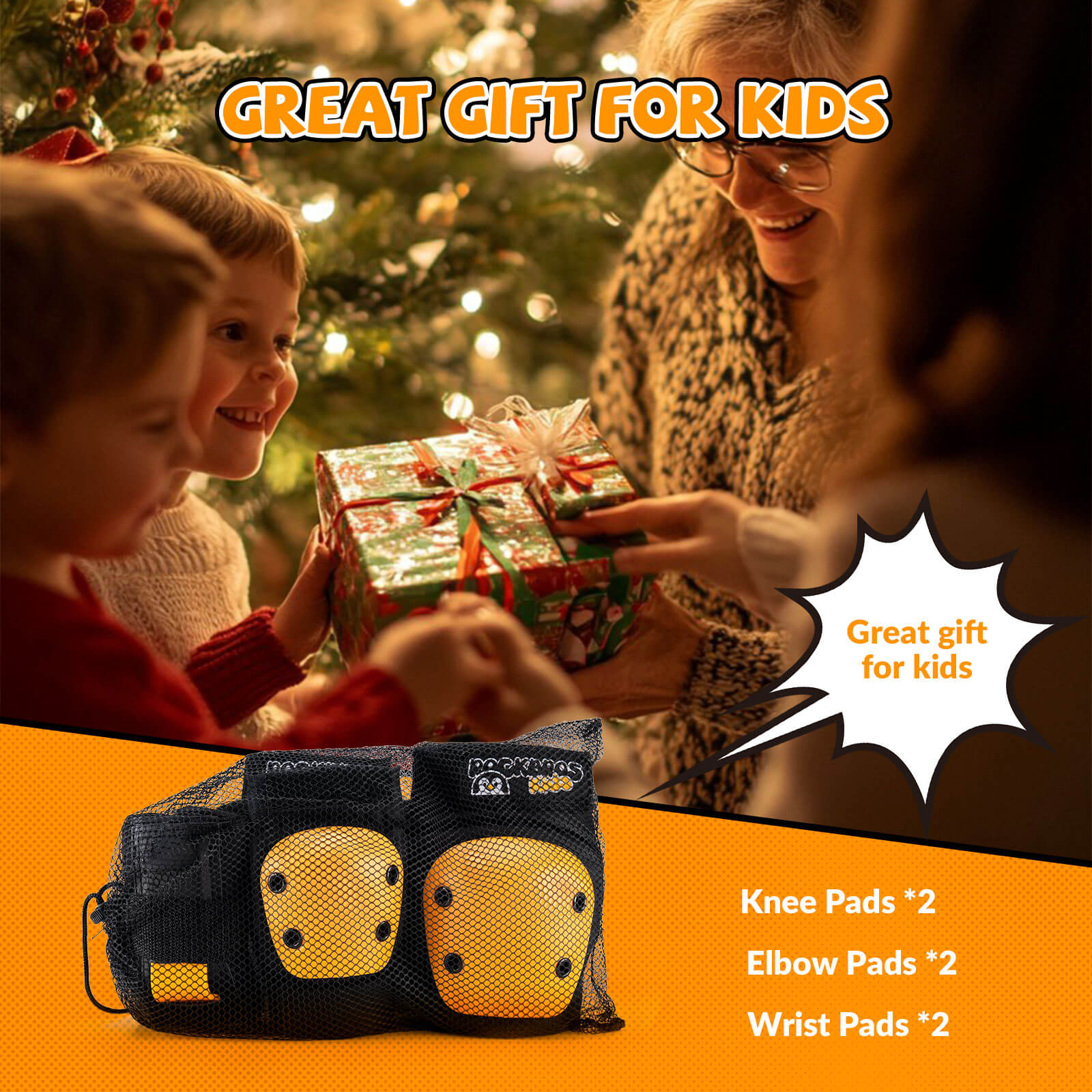 ROCKBROS kids protective pads set for skateboarding and riding.