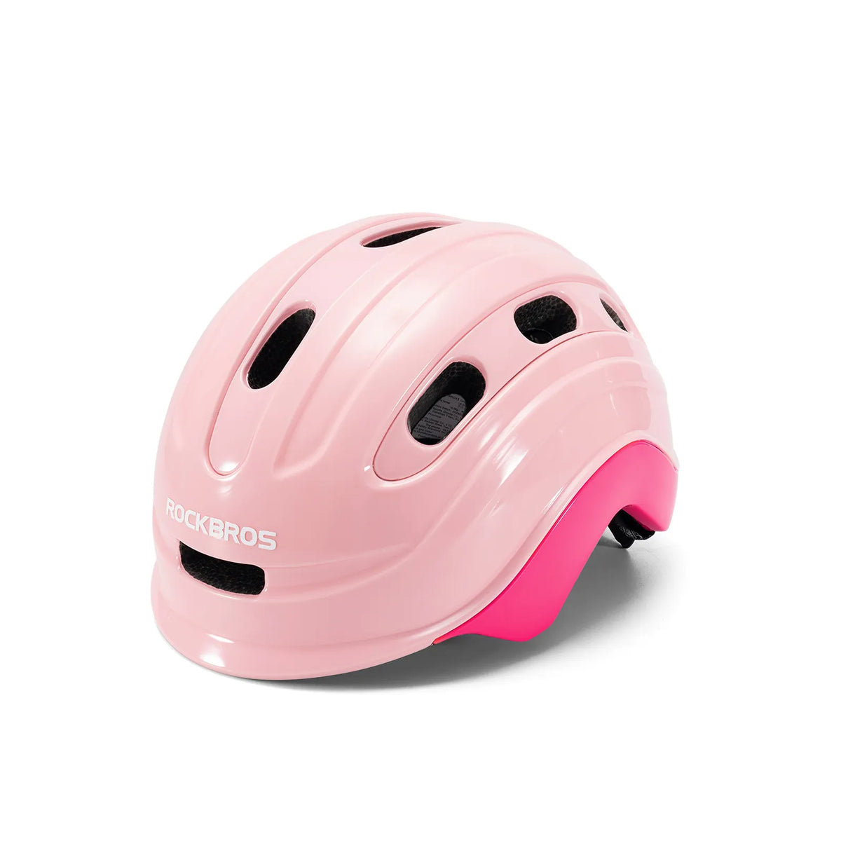 ROCKBROS kids’ bike helmet front view with lightweight protection.
#option_pink