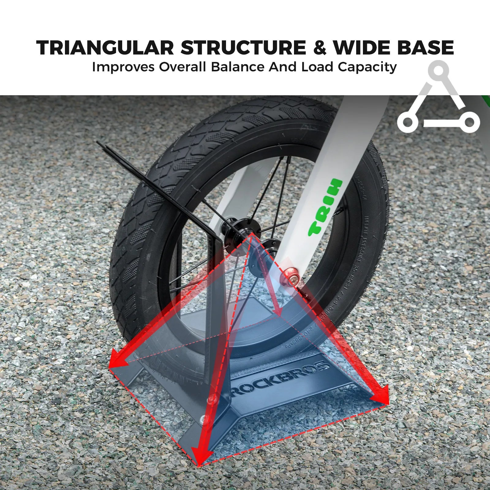 Rockbros L-Shape Kids Bike Stand - Portable Floor Parking Rack for 12" Bicycles, Scooters and Balance Bikes.
#color_black