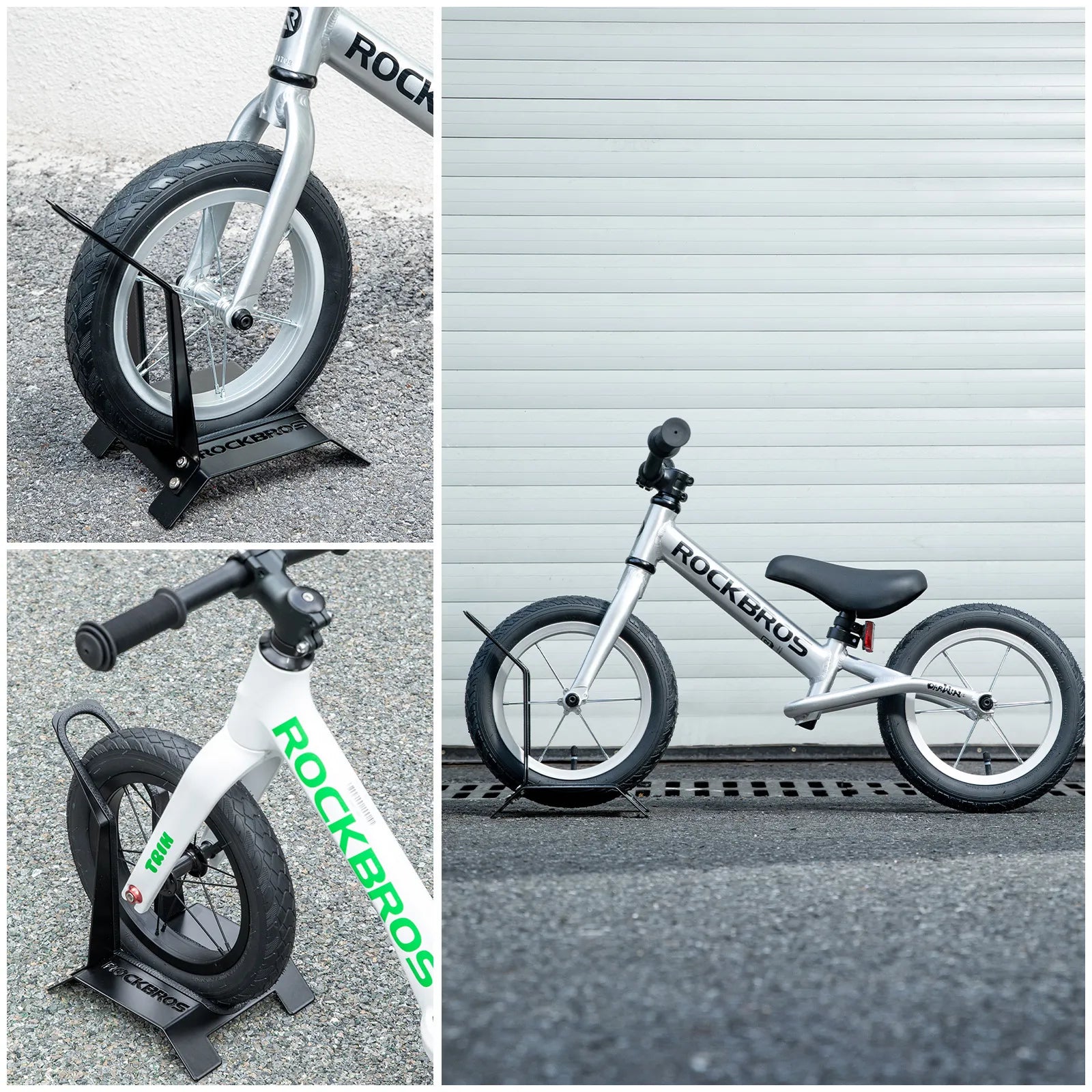 Rockbros L-Shape Kids Bike Stand - Portable Floor Parking Rack for 12" Bicycles, Scooters and Balance Bikes.
#color_black