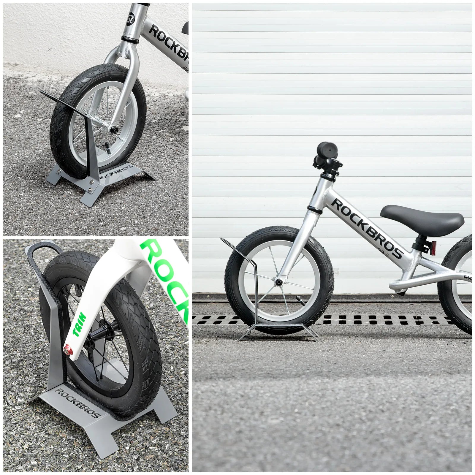 Rockbros L-Shape Kids Bike Stand - Portable Floor Parking Rack for 12" Bicycles, Scooters and Balance Bikes.
#color_grey