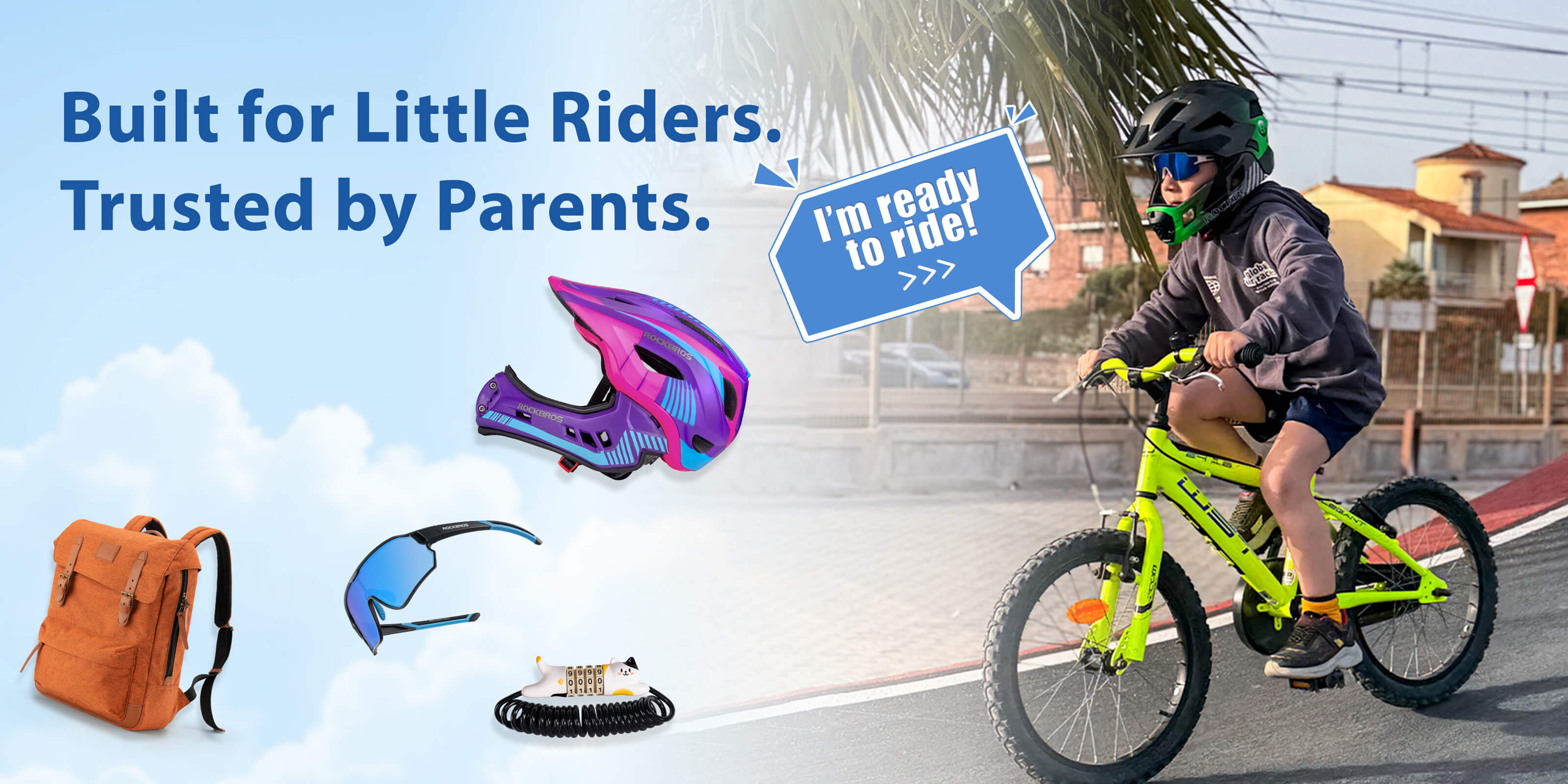 rockbros kids cycling helmet with lightweight protective design.