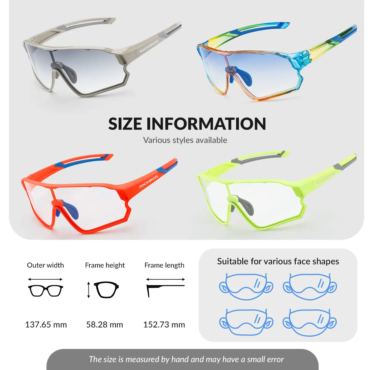 ROCKBROS kids photochromic bike sunglasses with adjustable frame.
#color_blue