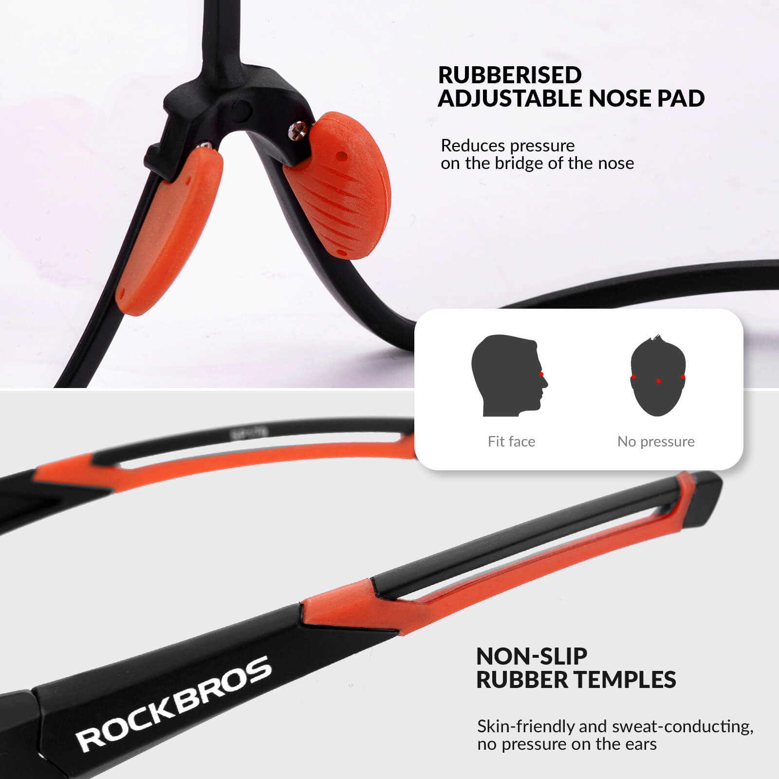 ROCKBROS kids photochromic bike sunglasses with adjustable frame.
#color_black